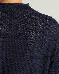 Positano Pointelle Mock Neck Sweater - Navy