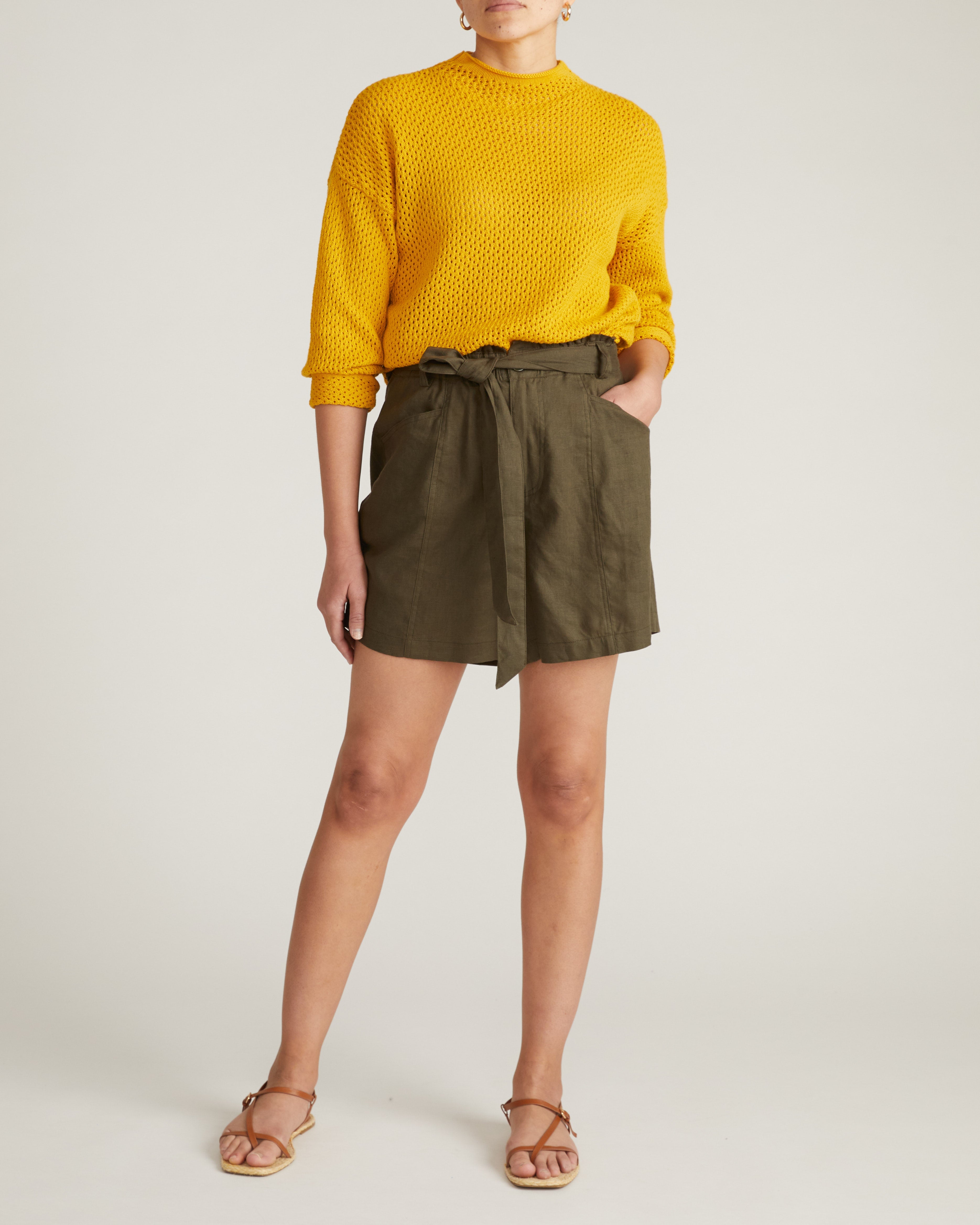 Positano Pointelle Mock Neck Sweater - Goldenrod