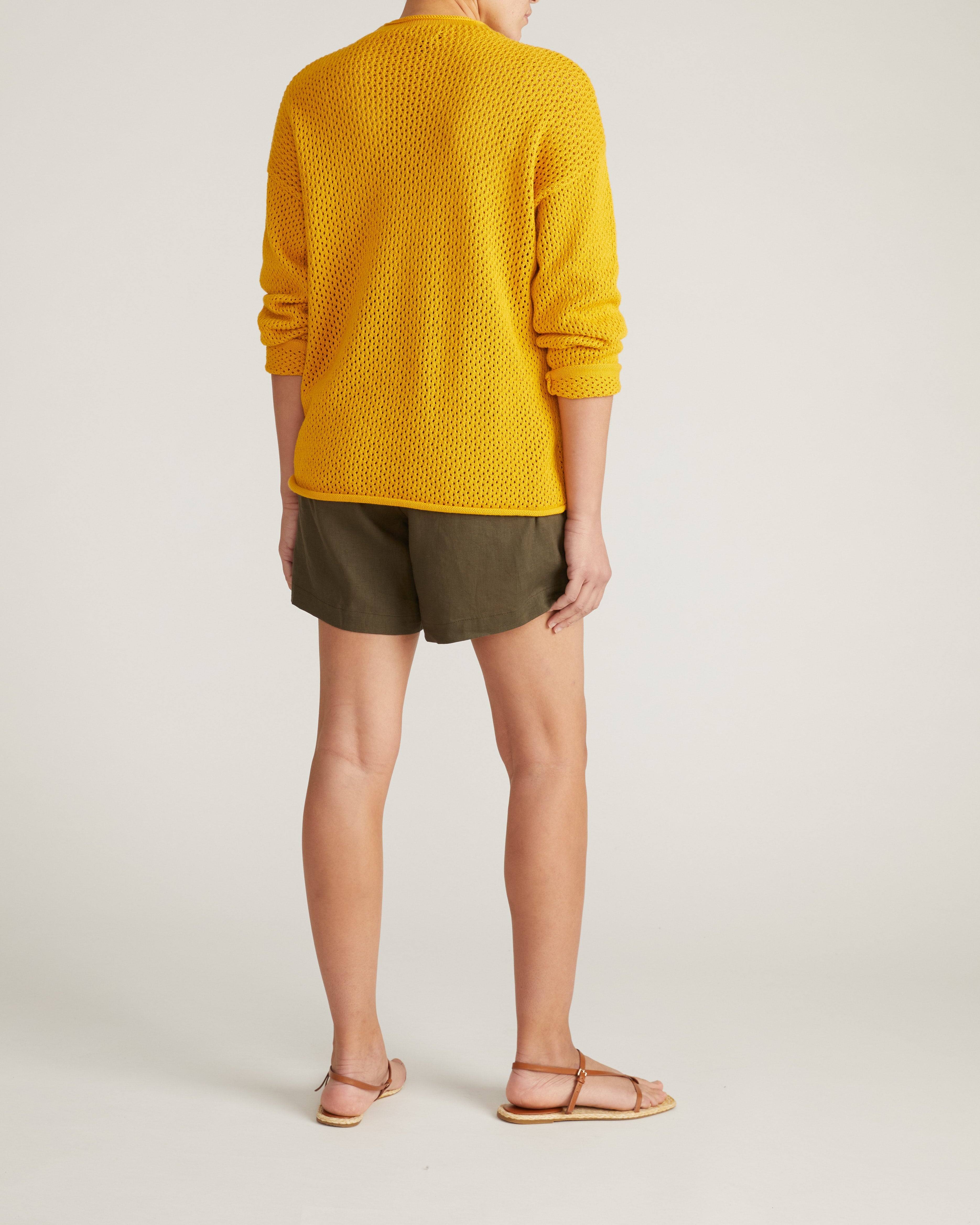 Positano Pointelle Mock Neck Sweater - Goldenrod