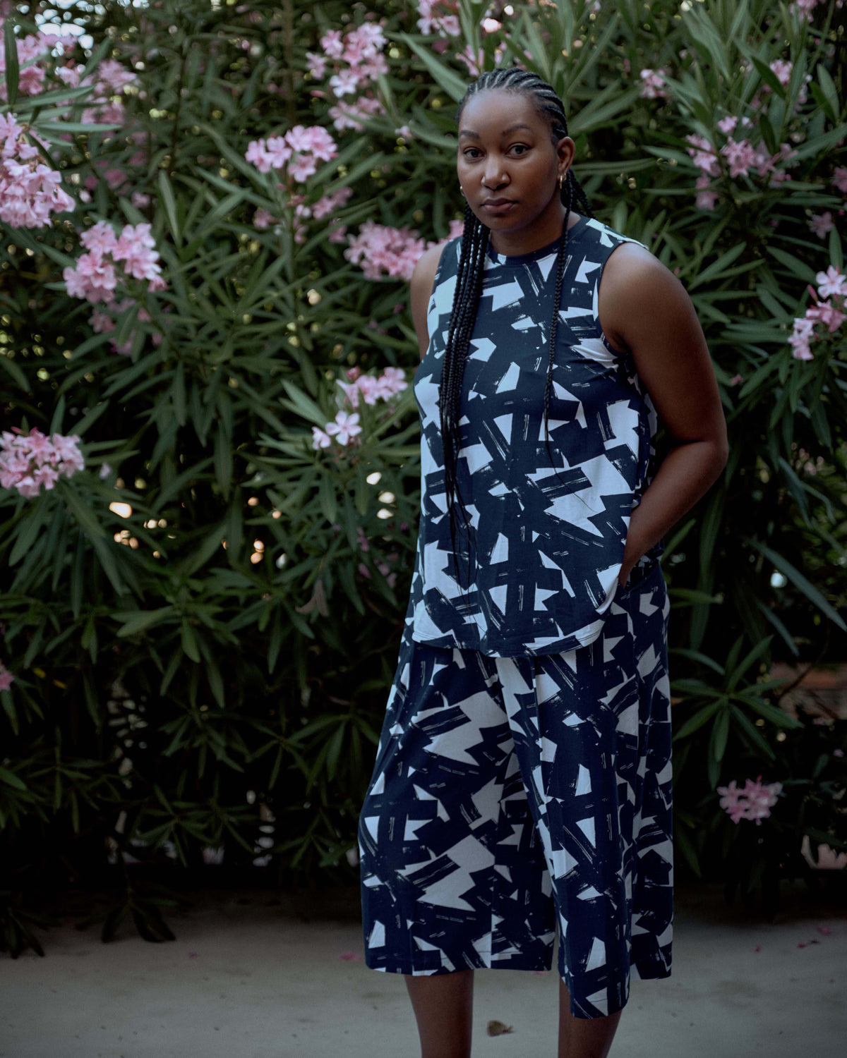 Lotti Jersey Culottes - Navy Santiago Print