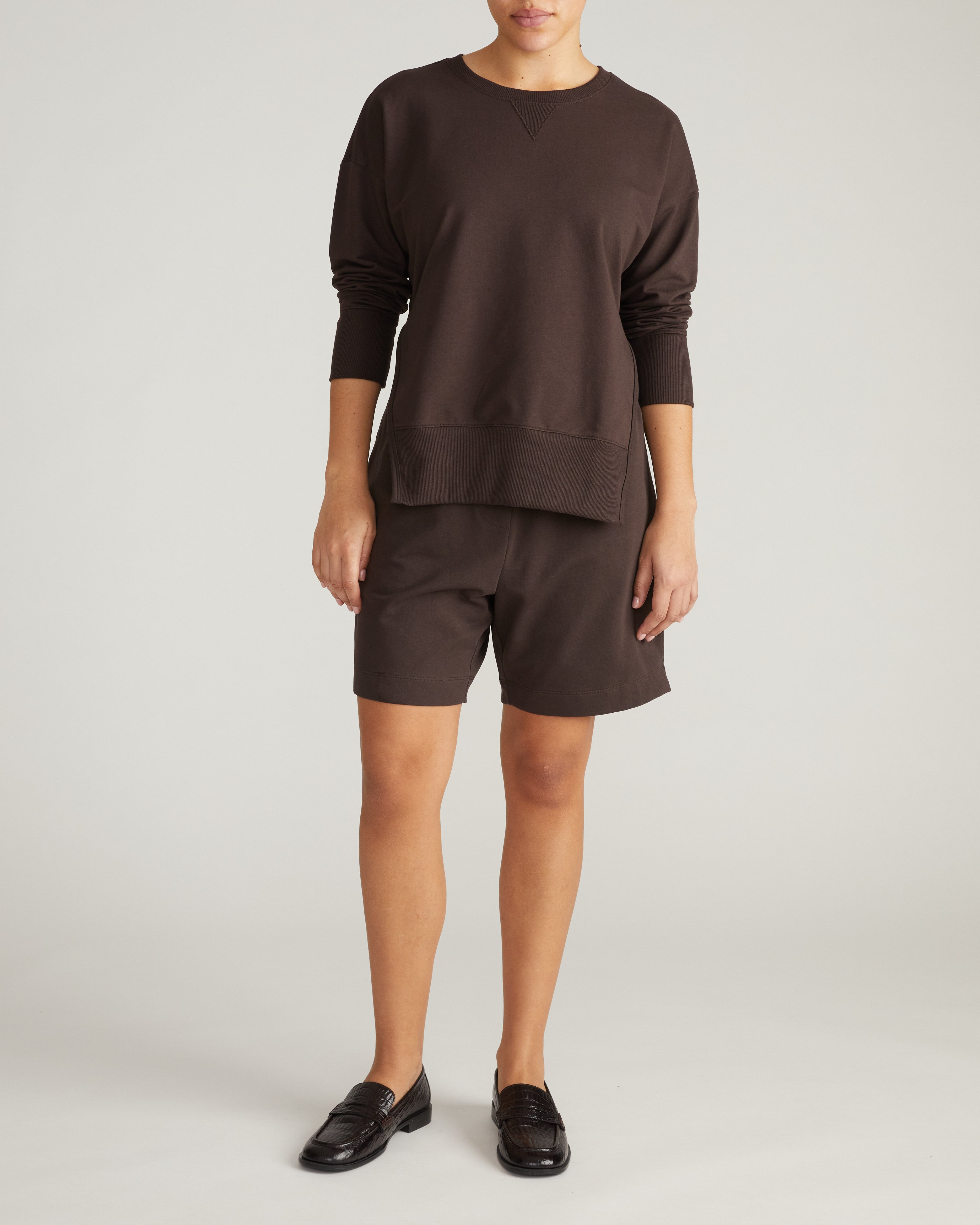 Fiona Side Slit Sweatshirt - Deep Brown
