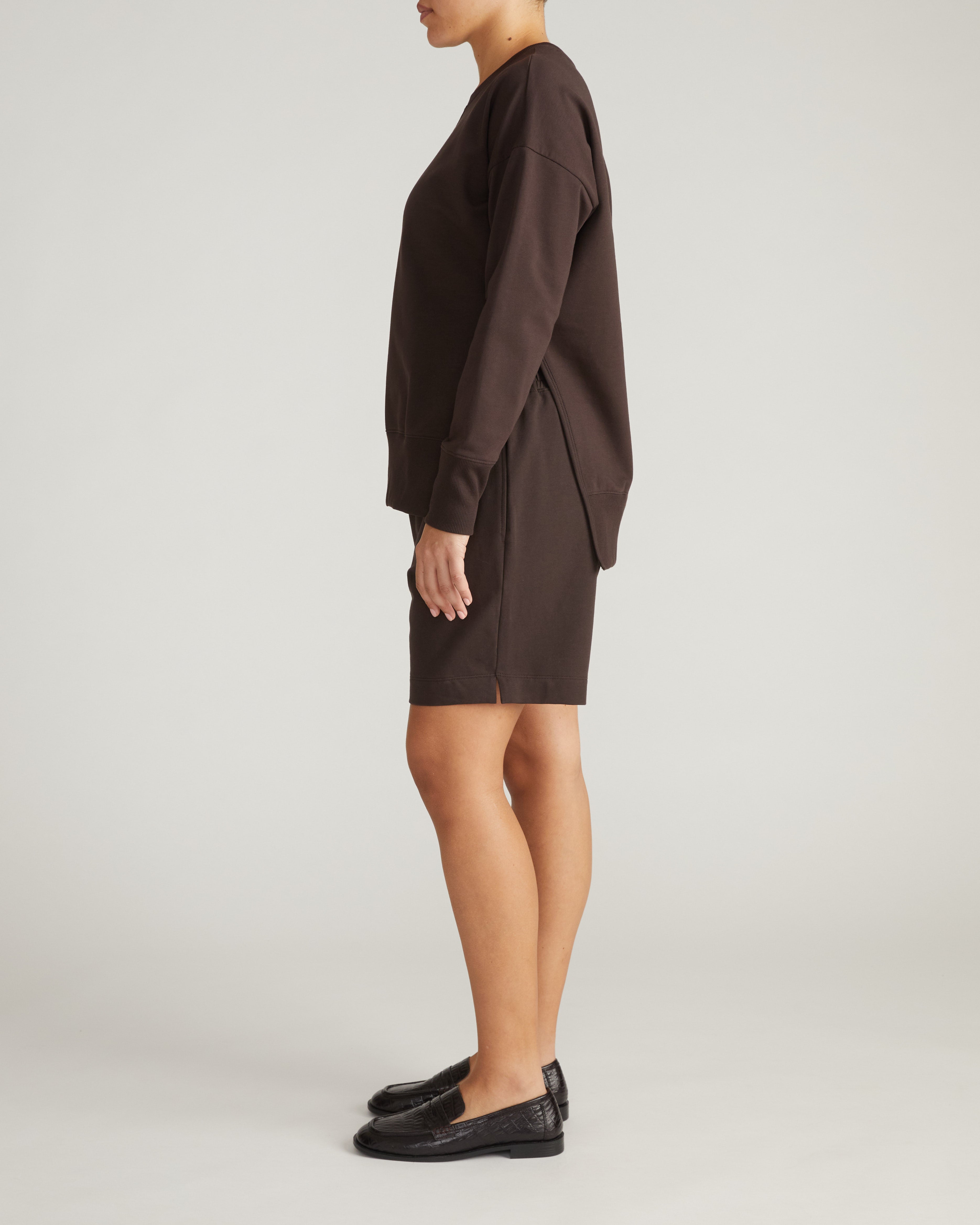 Fiona Side Slit Sweatshirt - Deep Brown