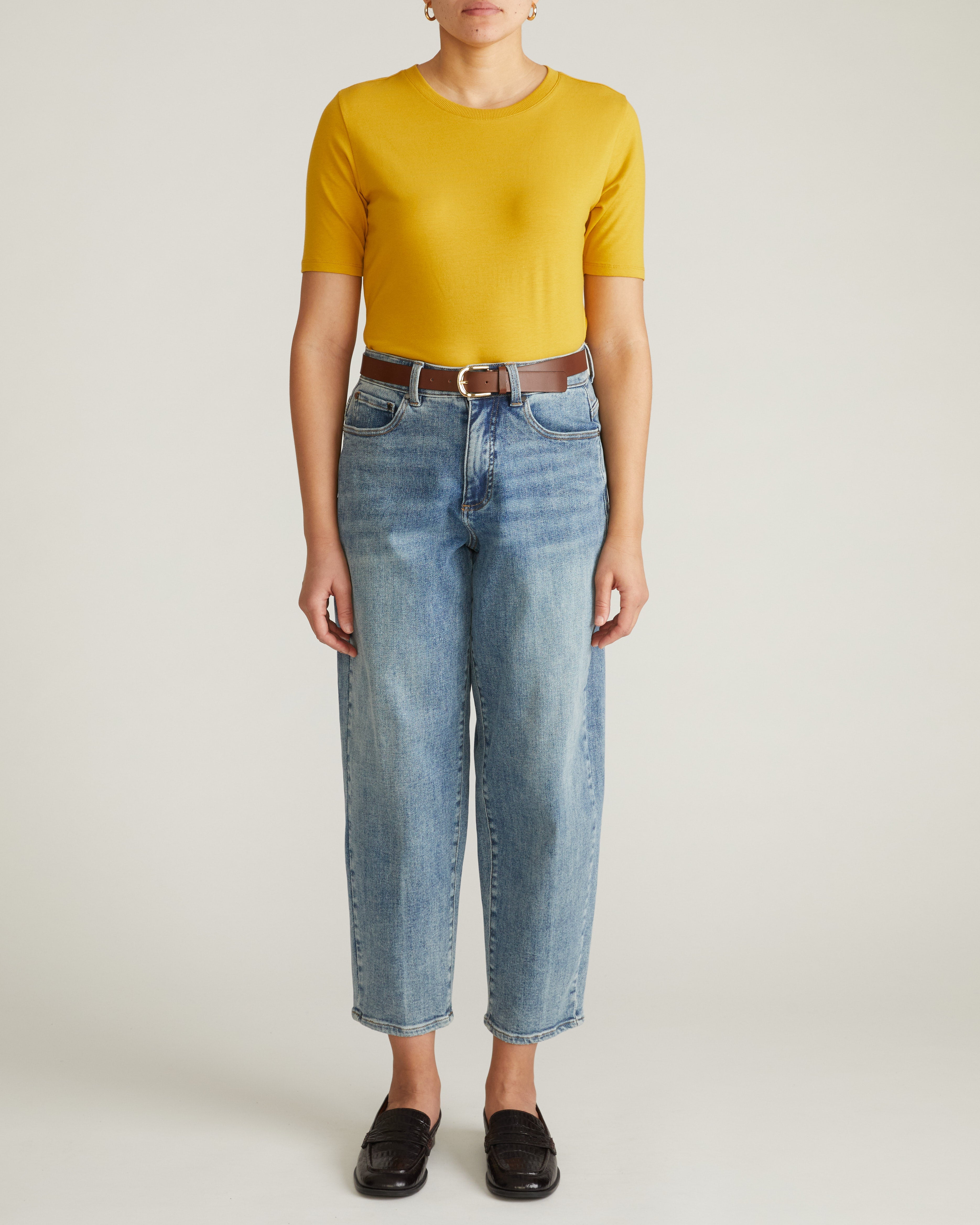 Maia Stovepipe Sleeve Tee - Yellow Ochre