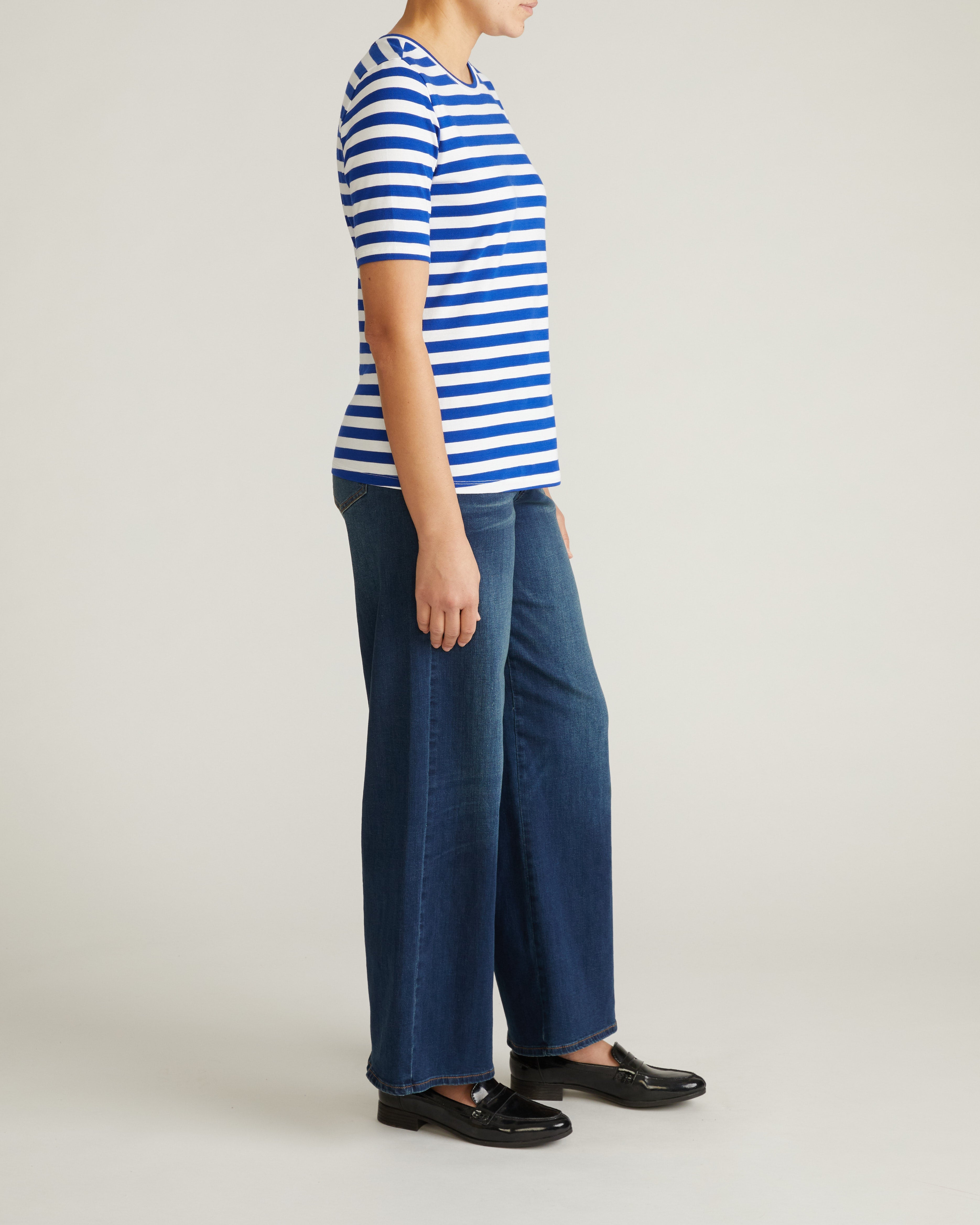 Maia Stovepipe Sleeve Tee - Hammersmith Blue/White Stripe