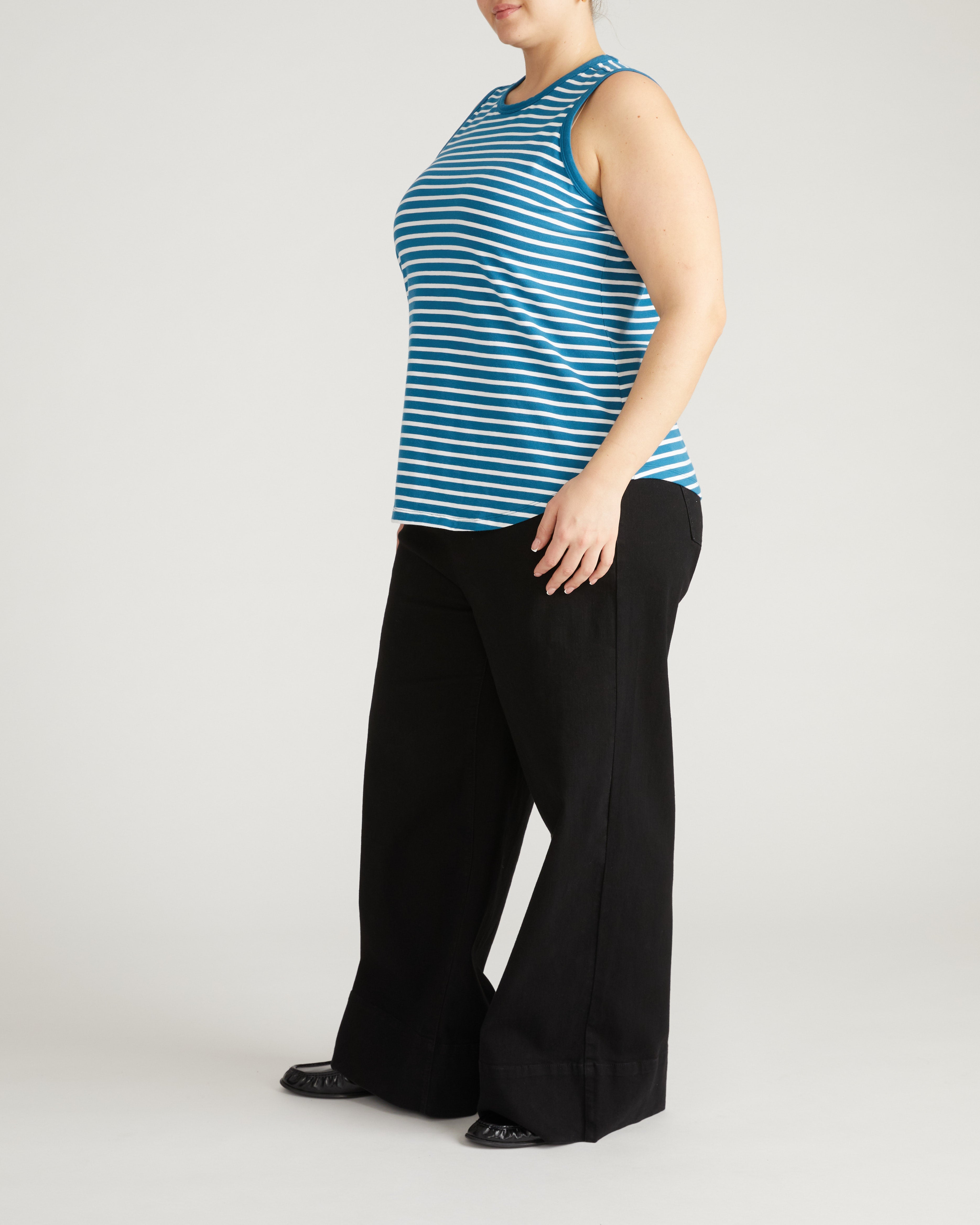 Cai High Neck Tank - Ink Blue/White Stripe