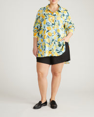 Dawn Linen Blend Hi Low Tunic - Limoncello Print