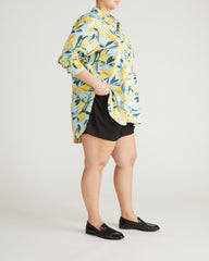 Dawn Linen Blend Hi Low Tunic - Limoncello Print