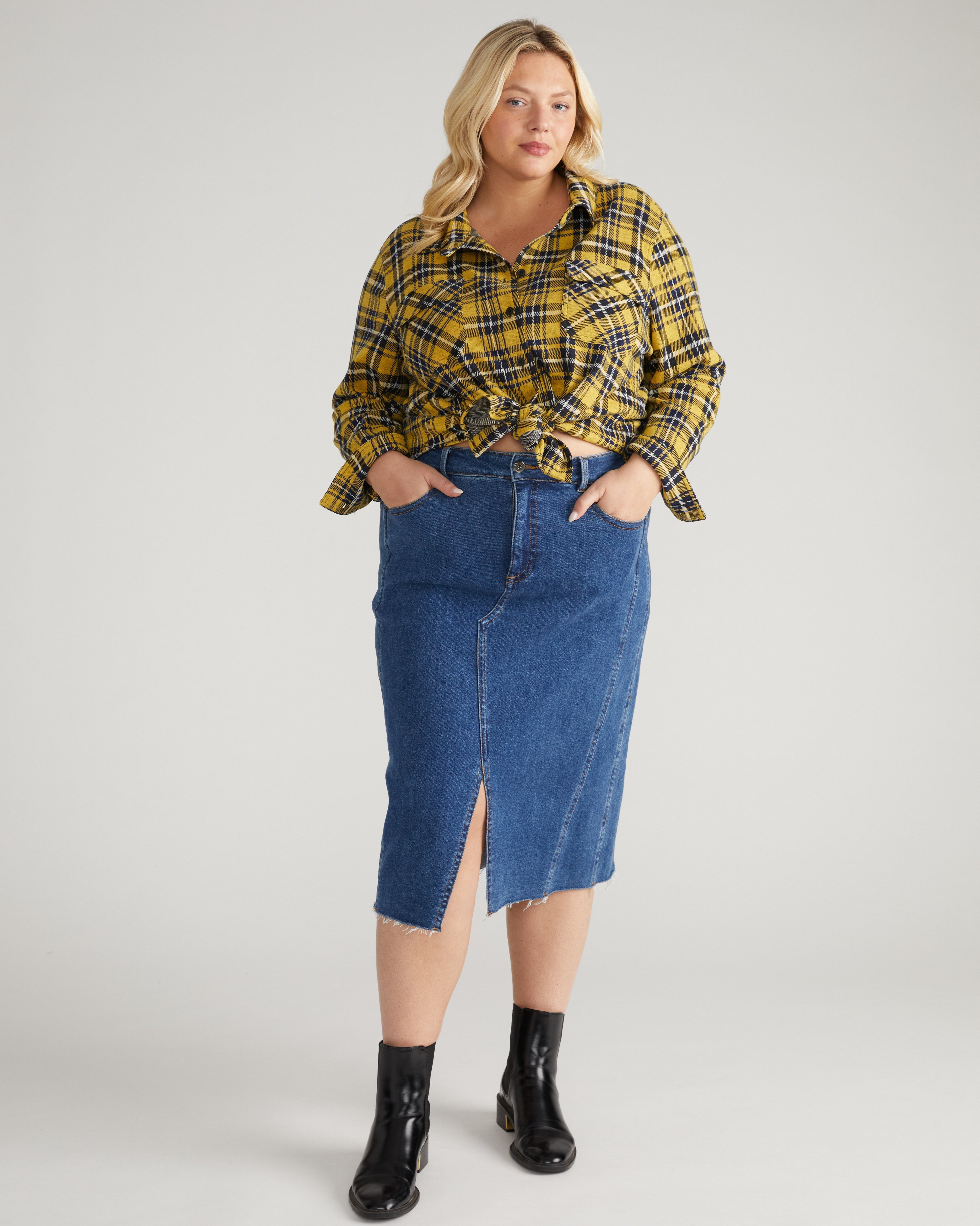 Maine Stretch Flannel Shirt - Chamomile Yellow Plaid