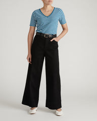 Double V Tee - Ink Blue/White Stripe
