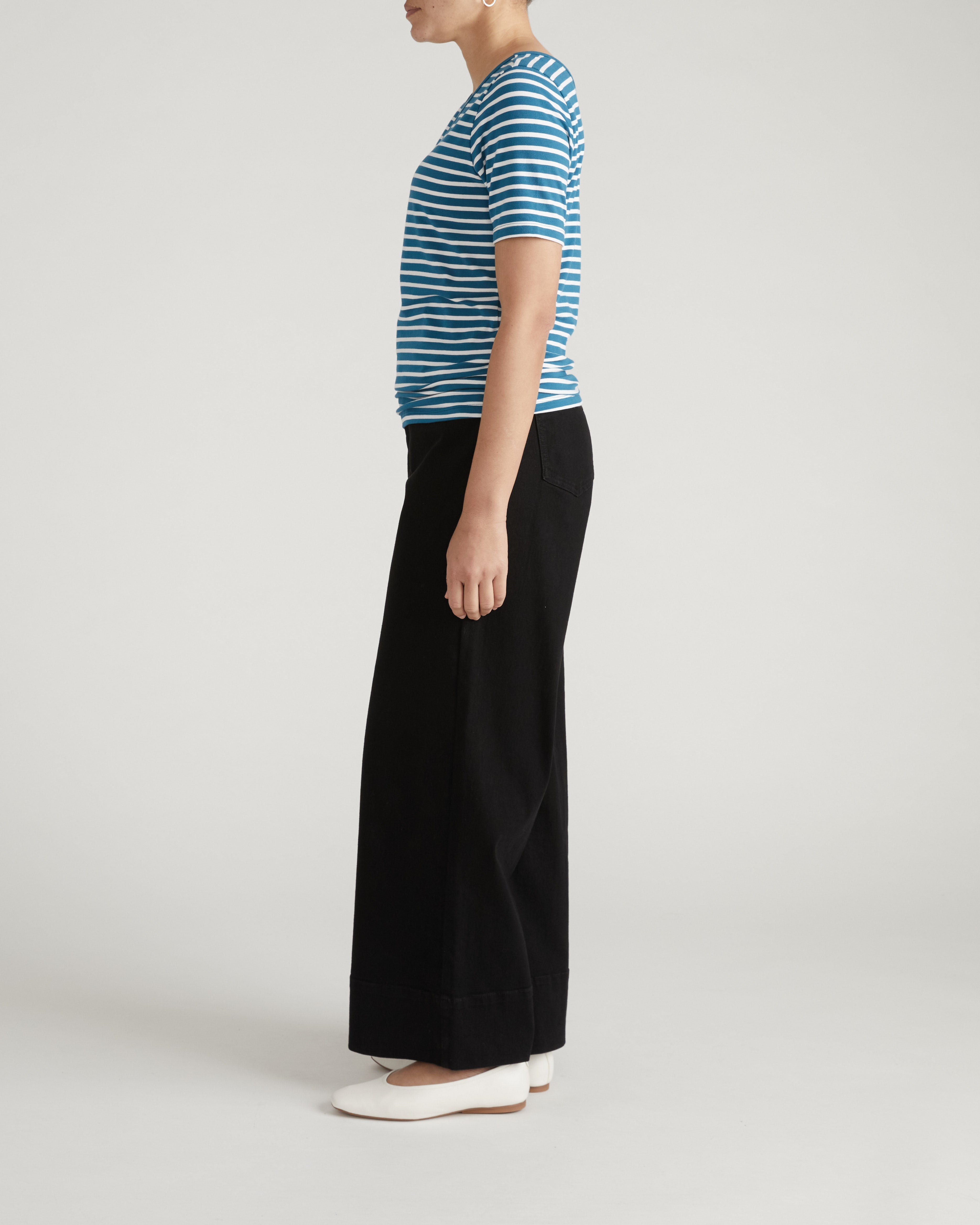 Double V Tee - Ink Blue/White Stripe
