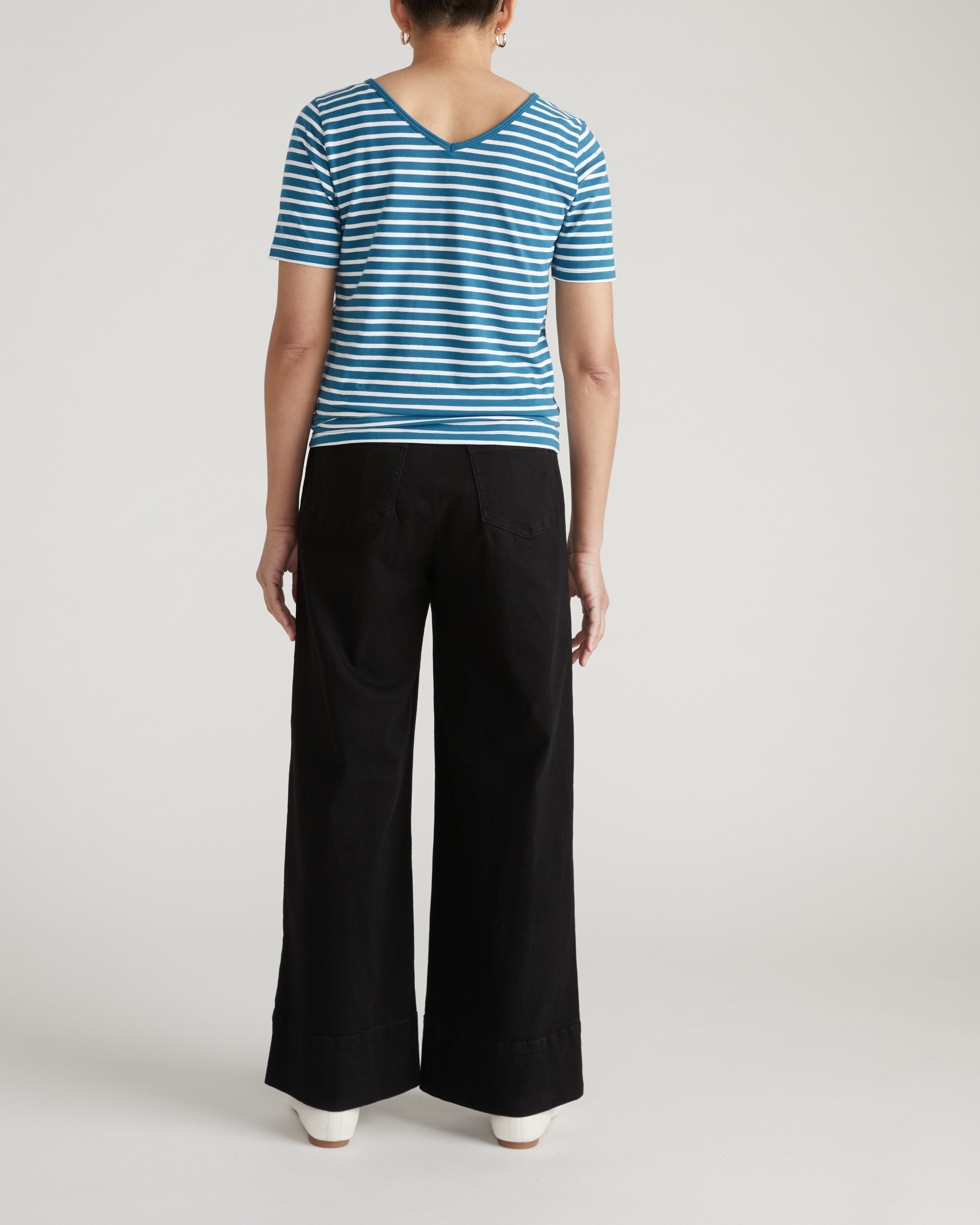 Double V Tee - Ink Blue/White Stripe