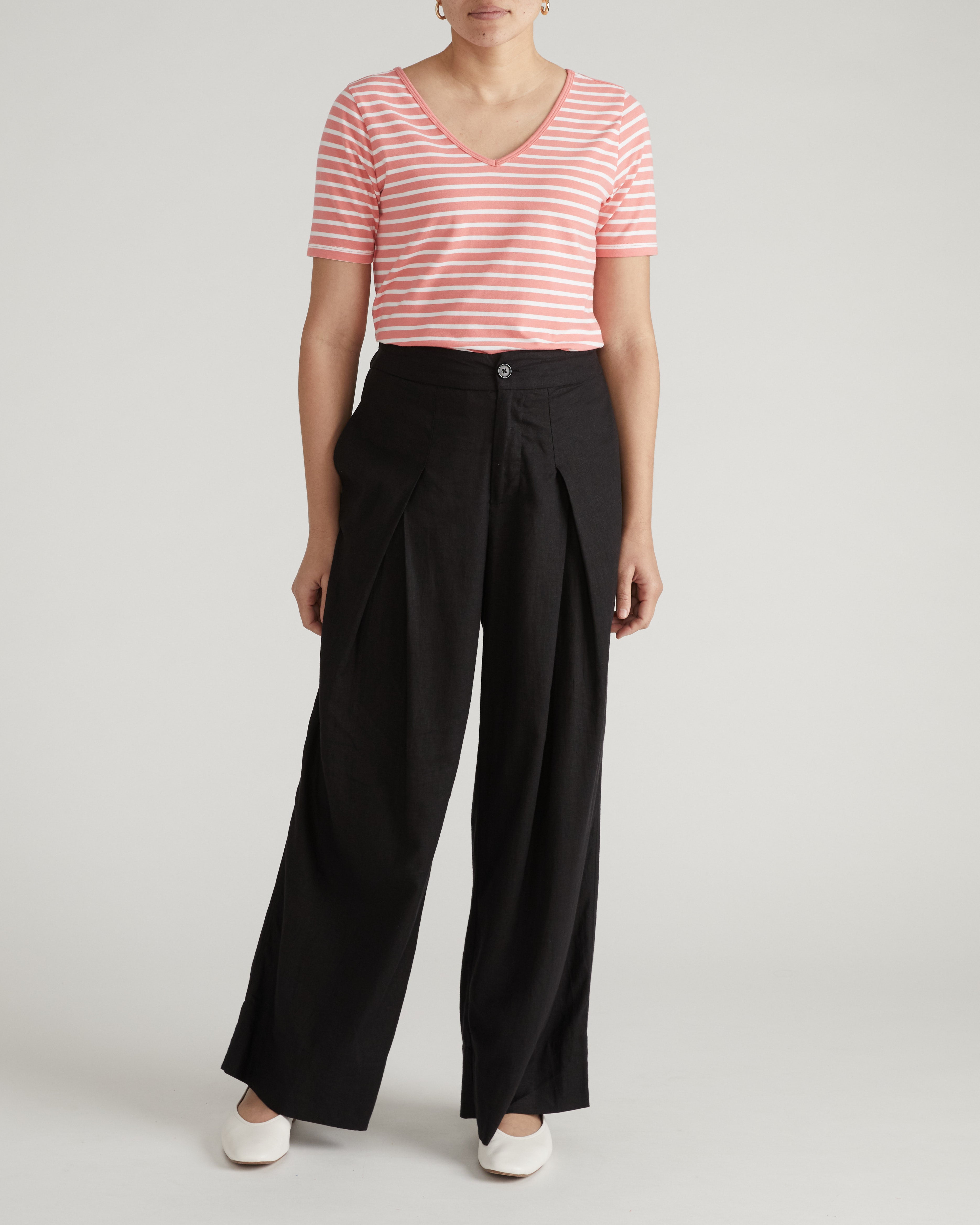 Double V Tee - Portrait Pink/White Stripe