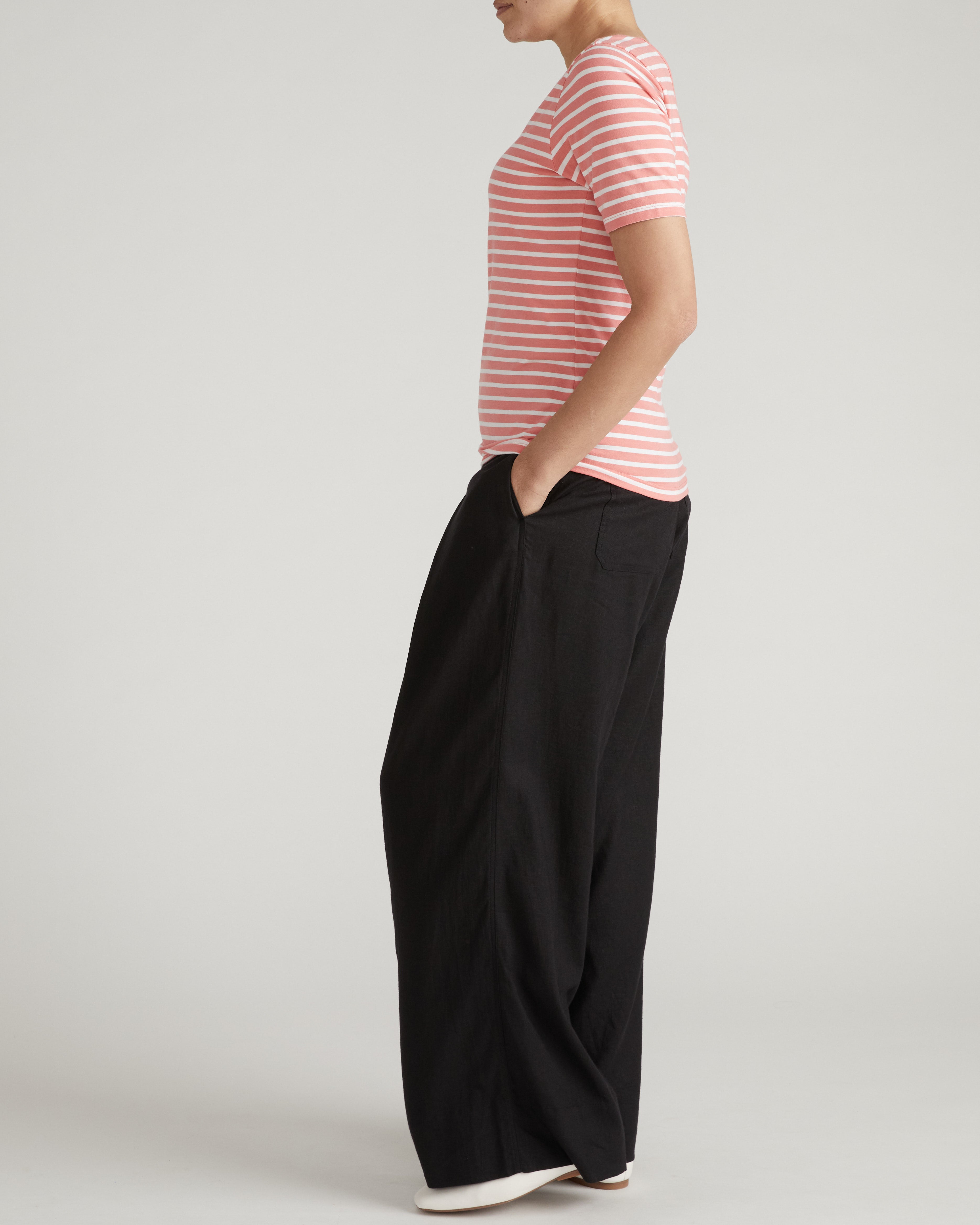 Double V Tee - Portrait Pink/White Stripe