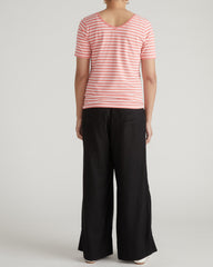 Double V Tee - Portrait Pink/White Stripe