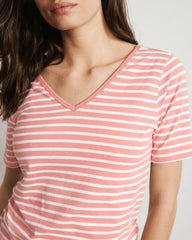Double V Tee - Portrait Pink/White Stripe
