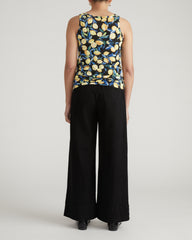Square Neck Tank Top - Black Limoncello Print