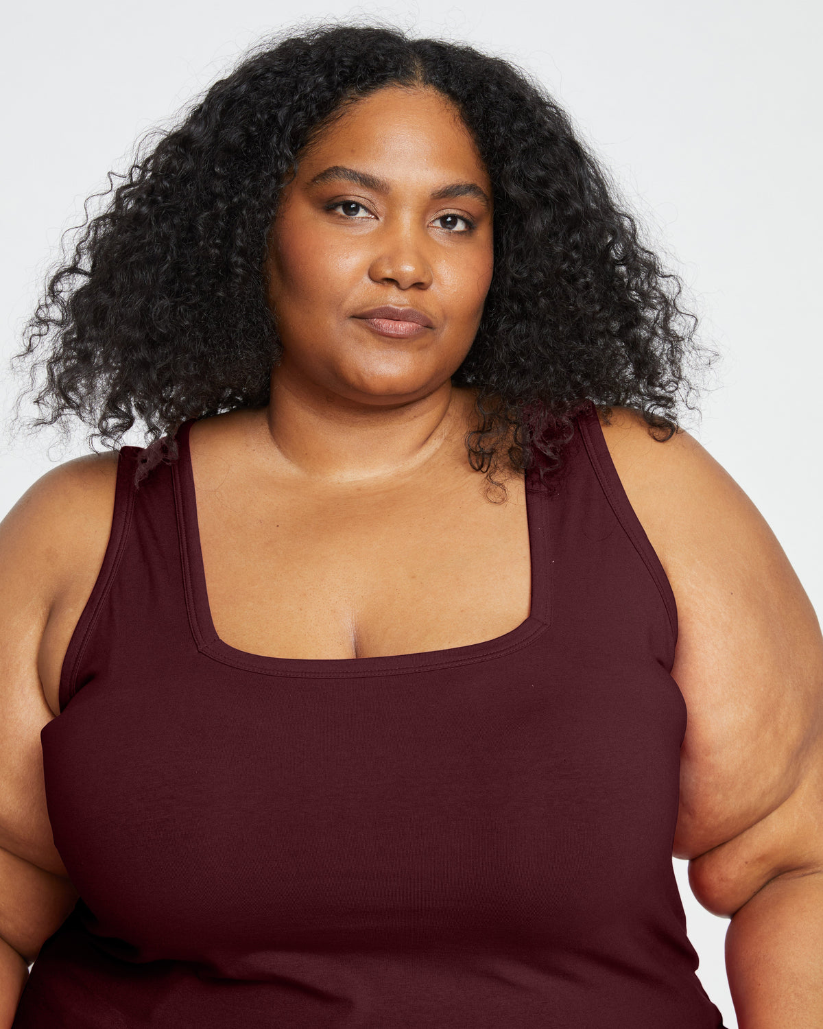 Square Neck Tank Top - Black Cherry