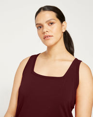 Square Neck Tank Top - Black Cherry