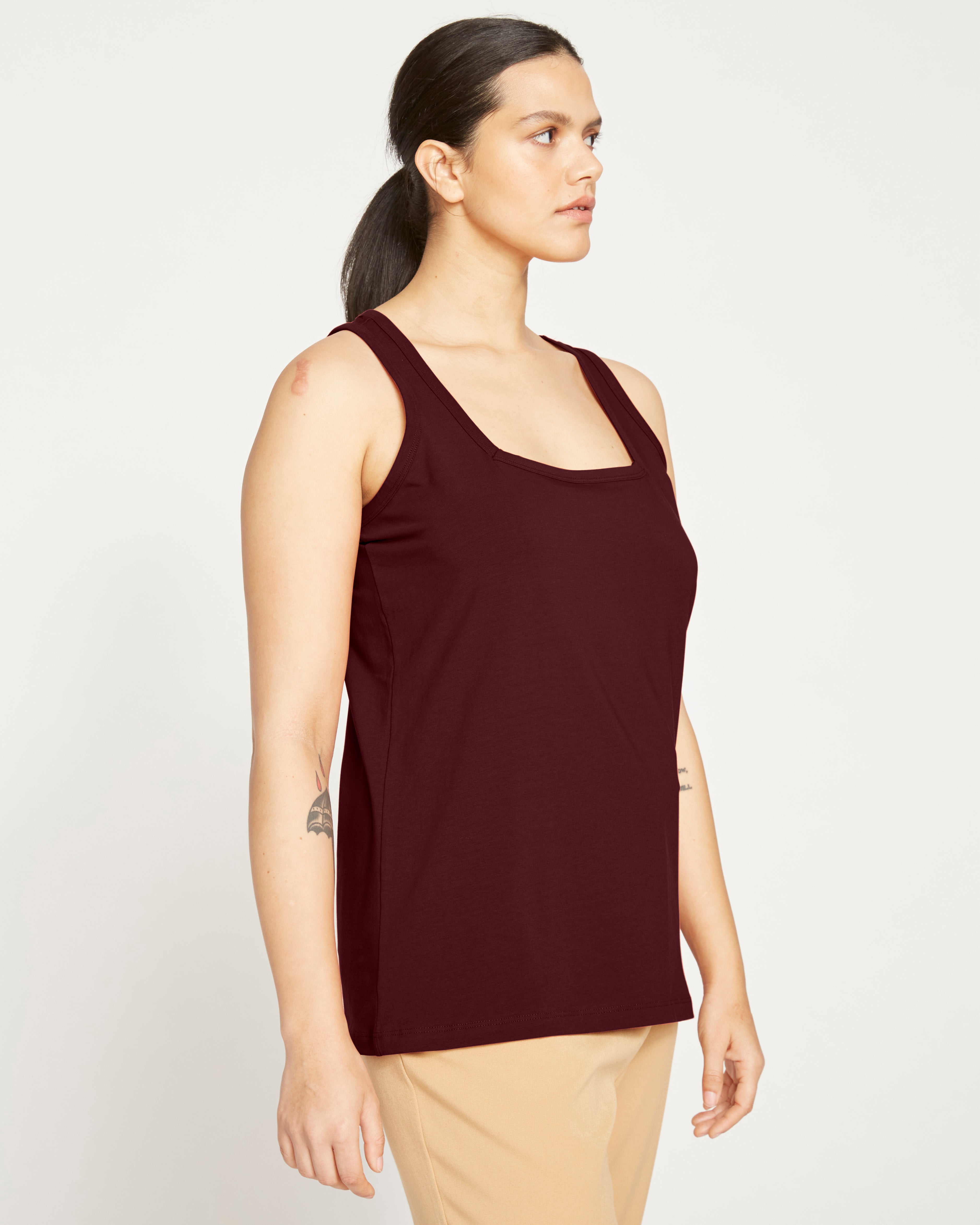 Square Neck Tank Top - Black Cherry