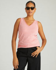 Double V Tank - Portrait Pink/White Stripe