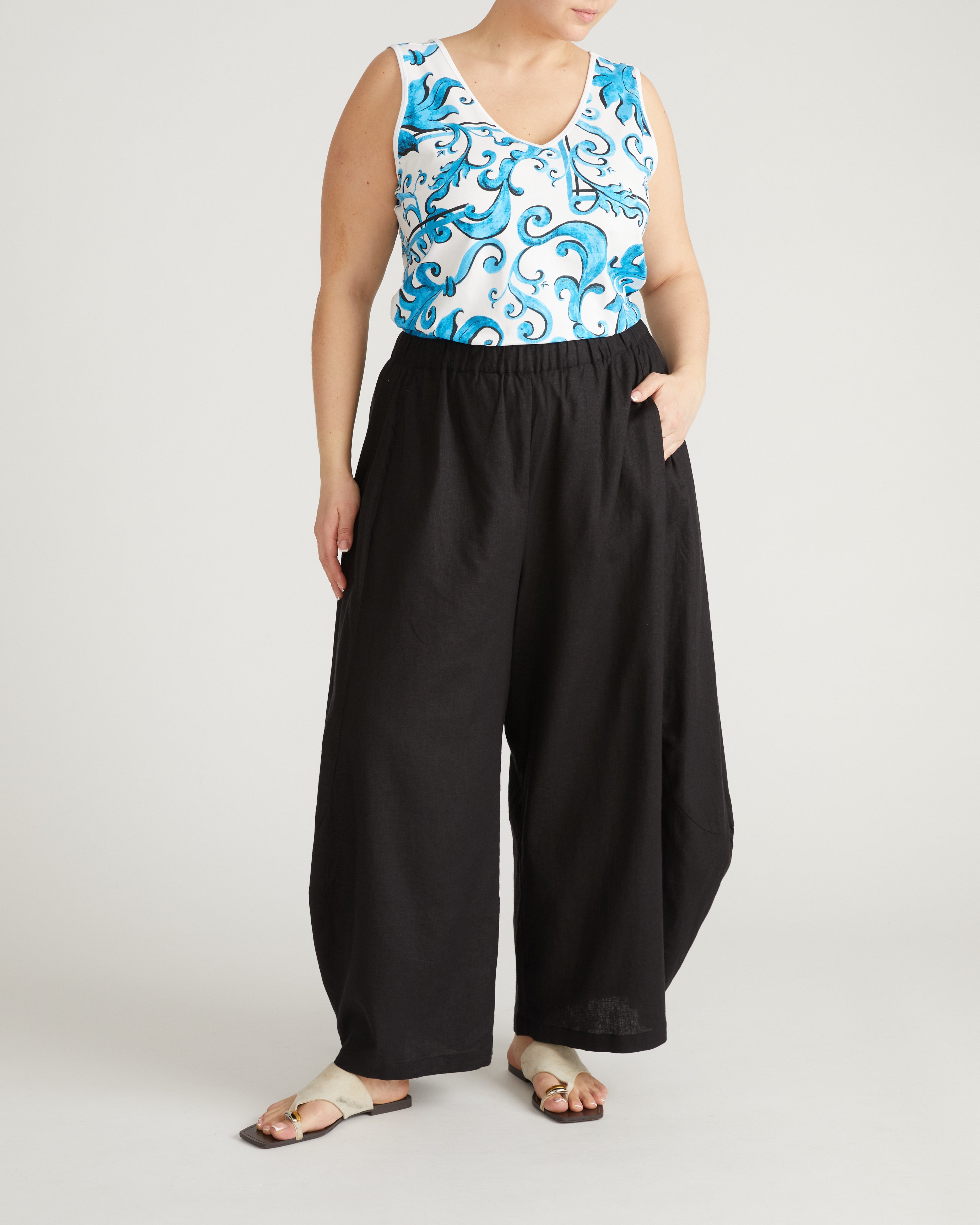 Double V Tank - Blue Majolica Print
