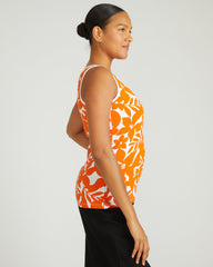 Double V Tank - Petal Palette Print in Arancia
