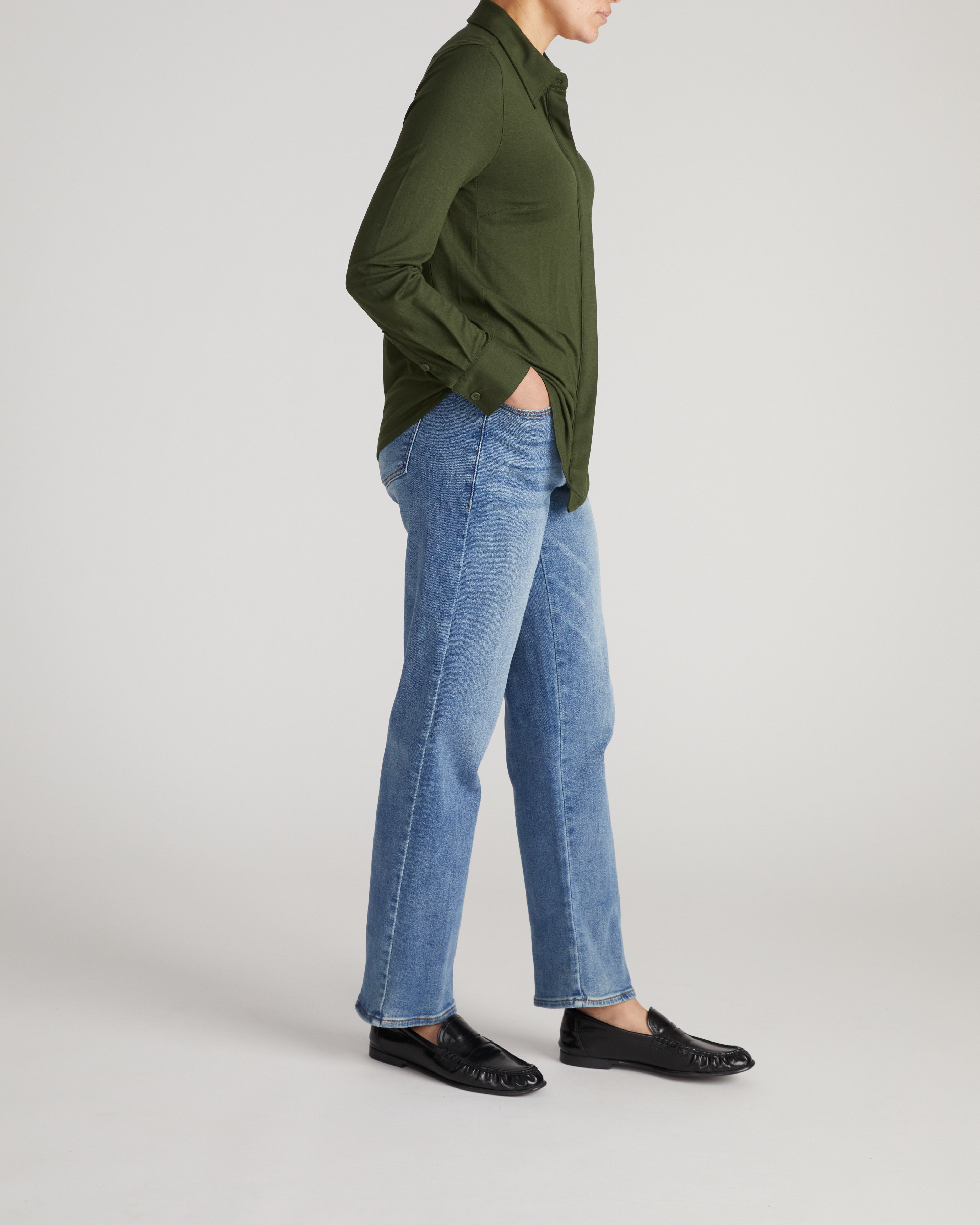 Elbe Liquid Jersey Shirt Classic Fit - Coratina Green