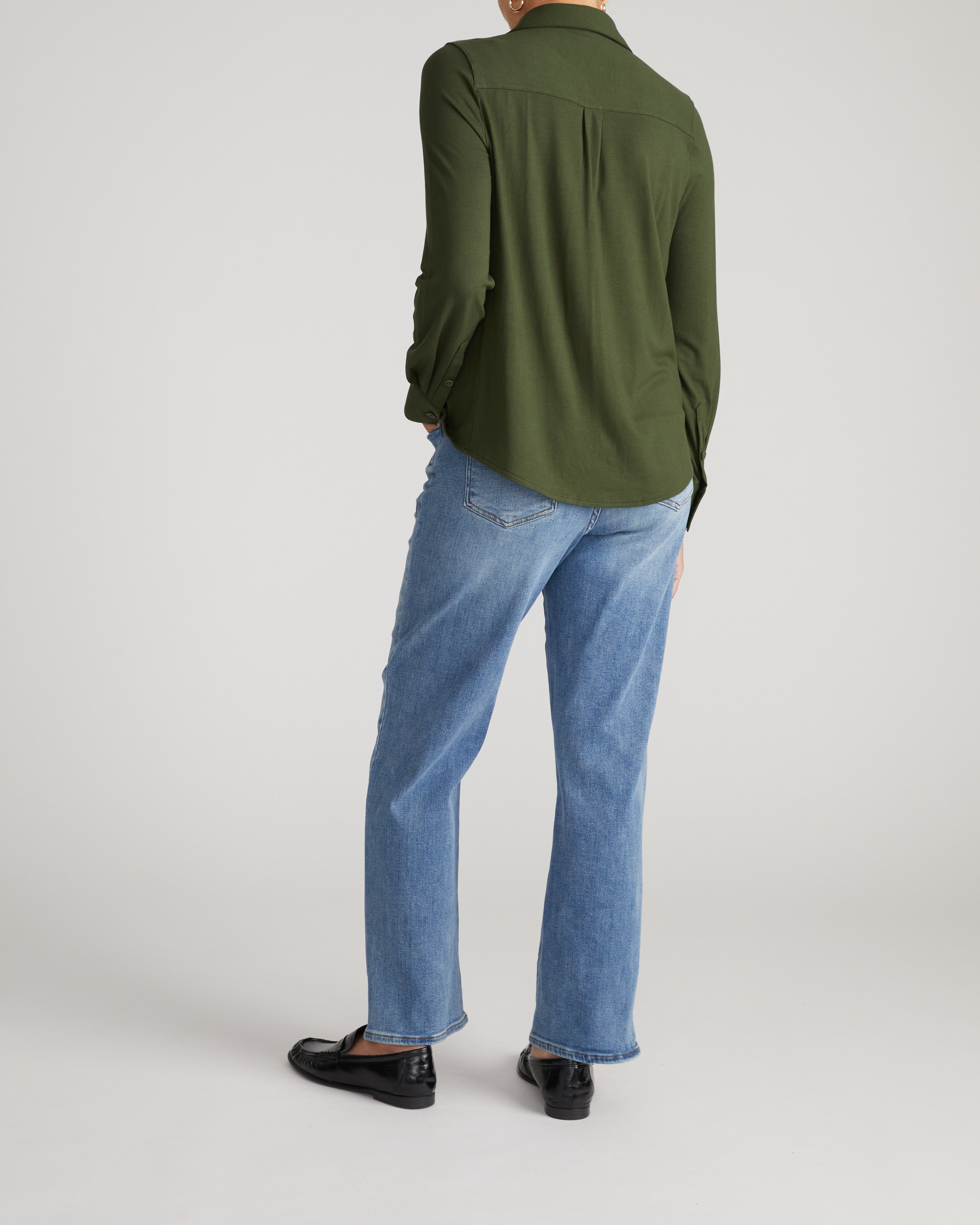 Elbe Liquid Jersey Shirt Classic Fit - Coratina Green