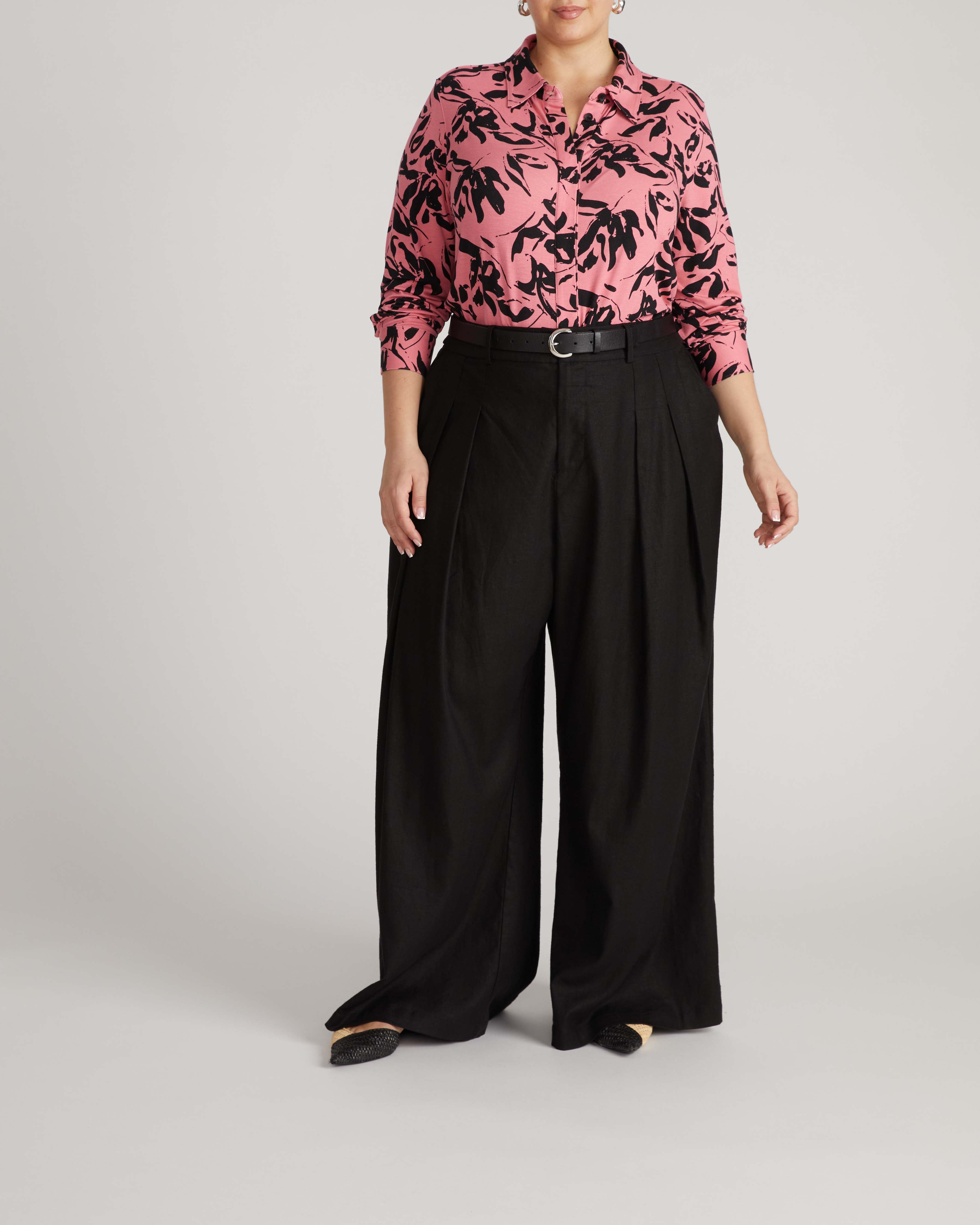 Elbe Liquid Jersey Shirt Classic Fit - Pink Sgraffito Print