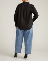 Elbe Stretch Linen Blend Shirt - Black