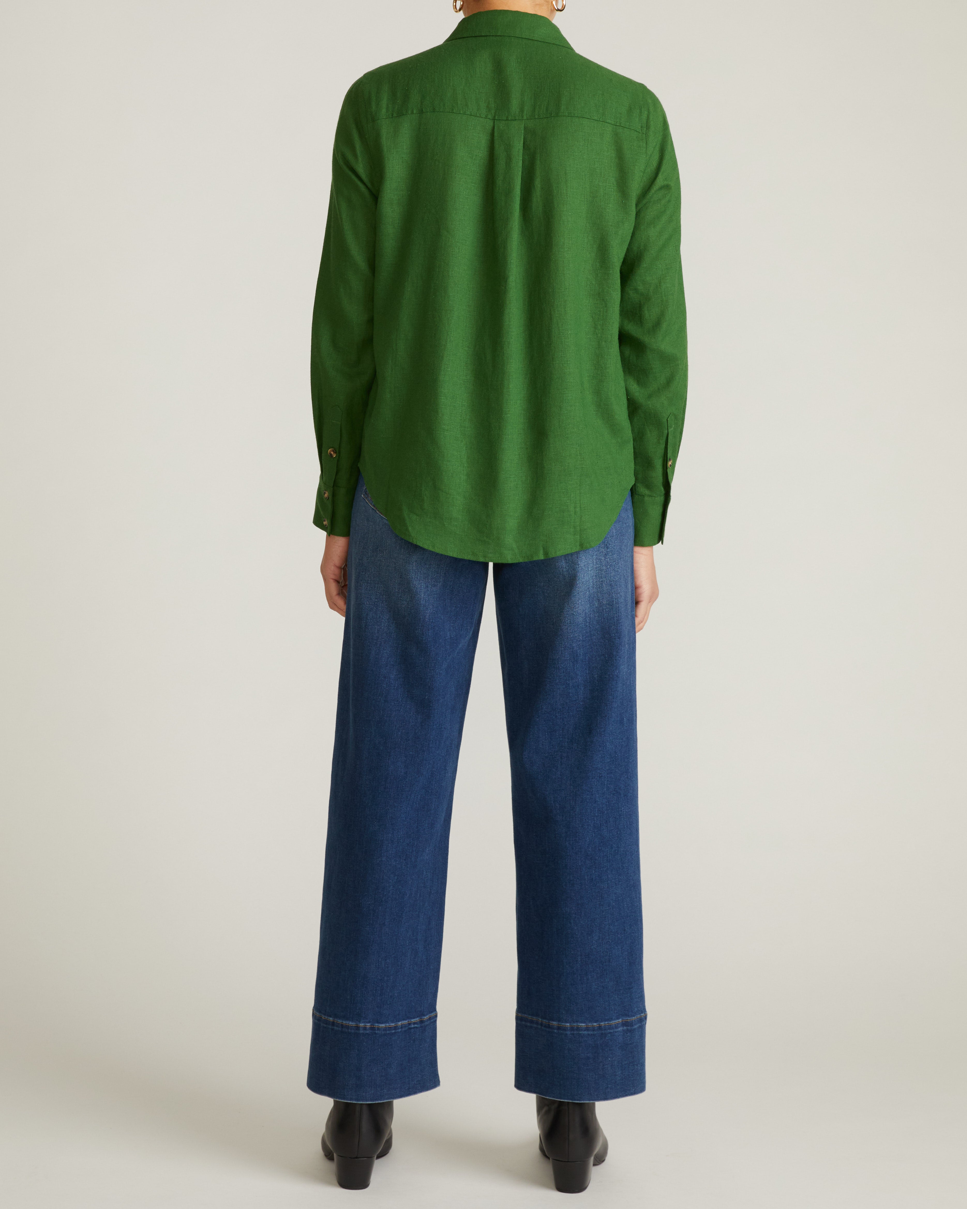 Elbe Stretch Linen Blend Shirt - Green Park