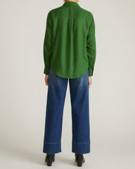 Elbe Stretch Linen Blend Shirt - Green Park