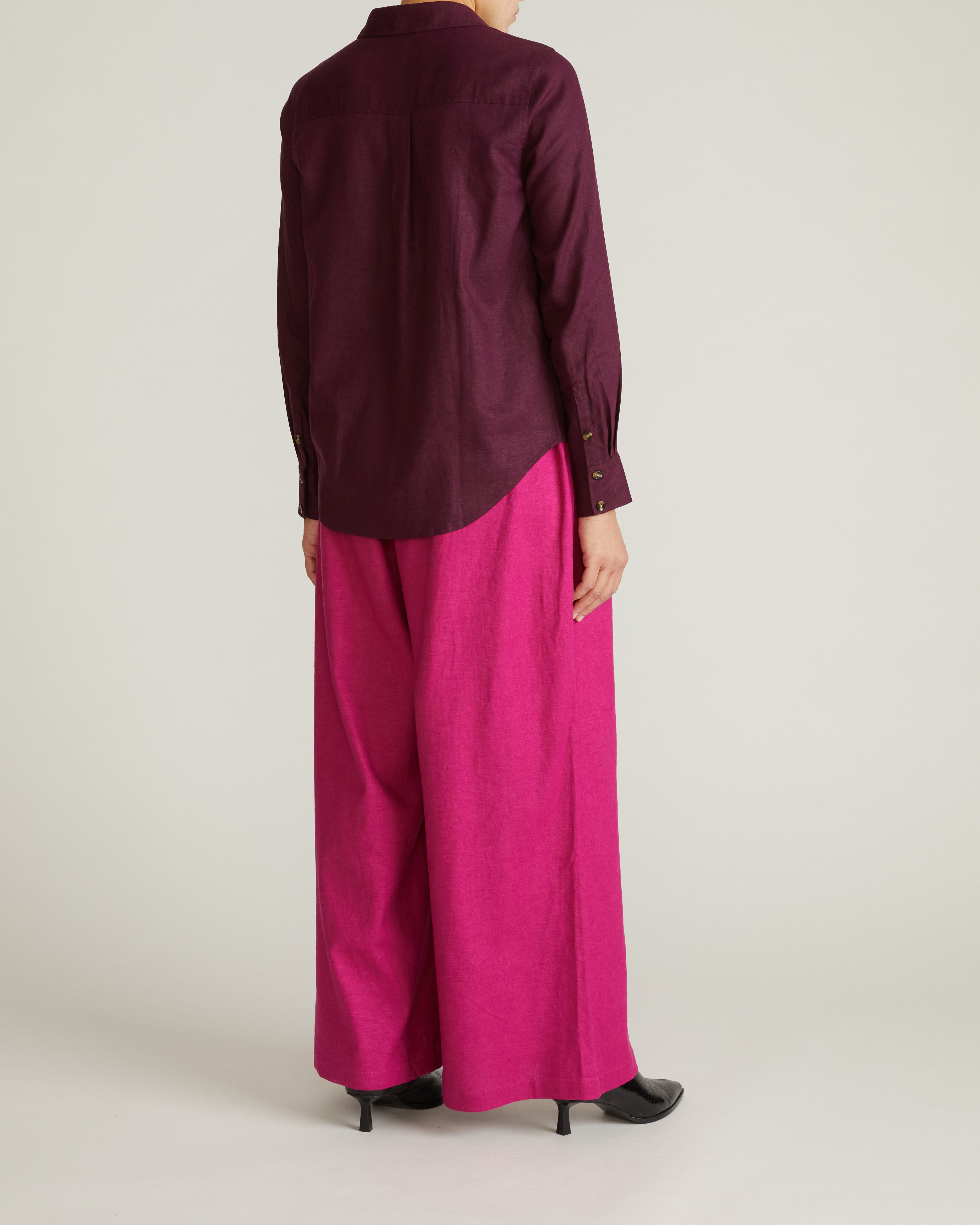 Elbe Stretch Linen Blend Shirt - Acai