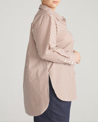 The Artist Oversized Poplin Shirt - Allspice/White Stripe