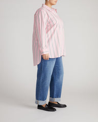 The Artist Oversized Poplin Shirt - Pink Horizon Stripe