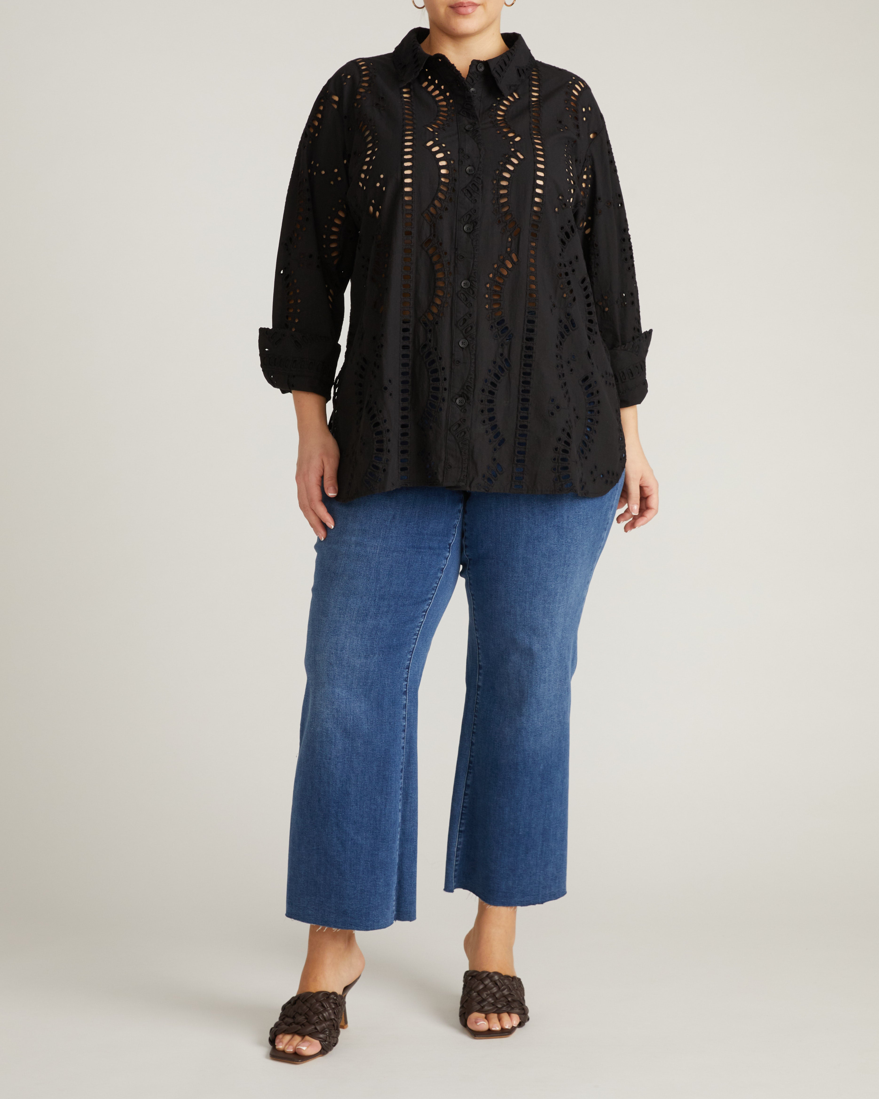 The Embroidered Artist Oversized Poplin Shirt - Black