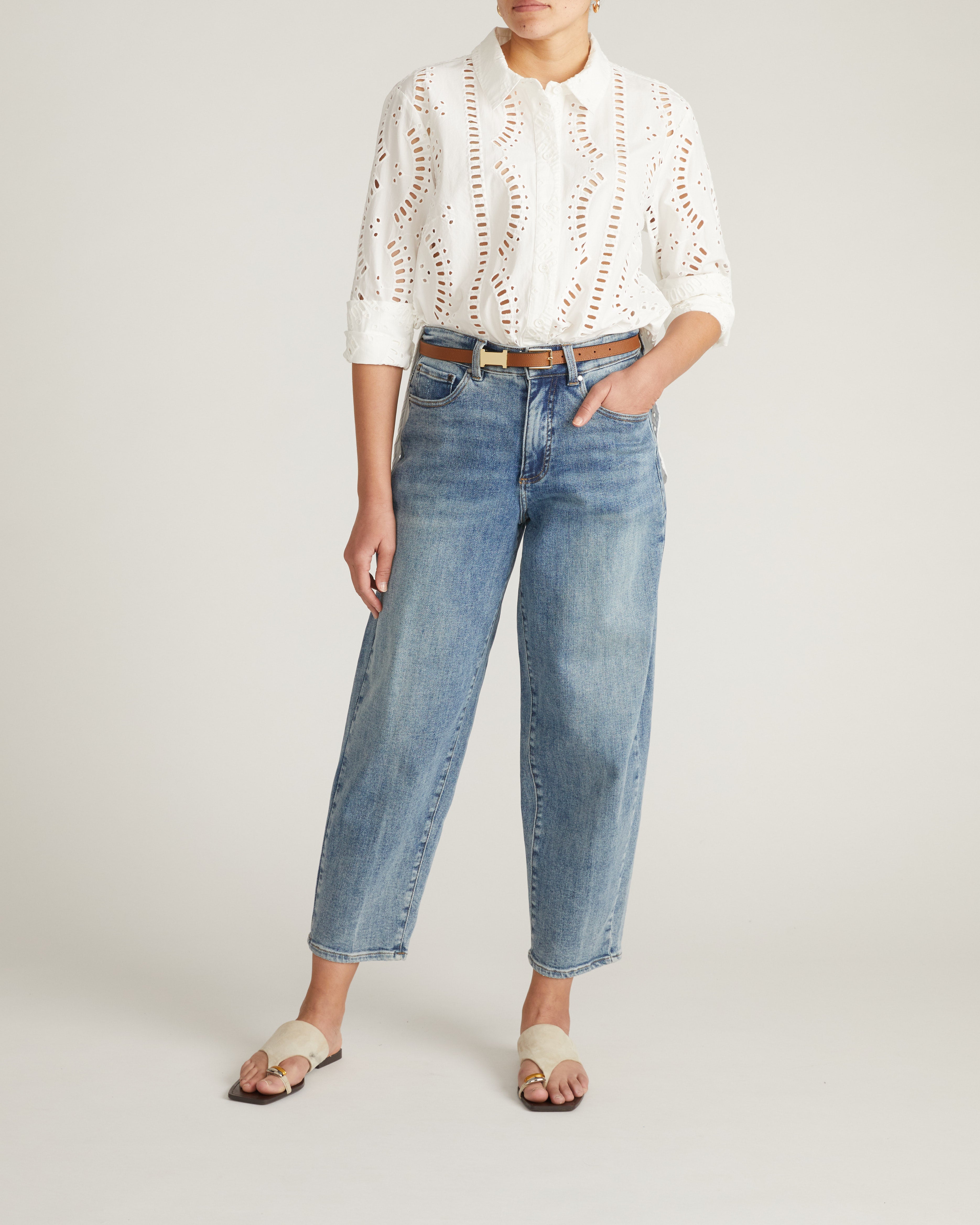 The Embroidered Artist Oversized Poplin Shirt - White