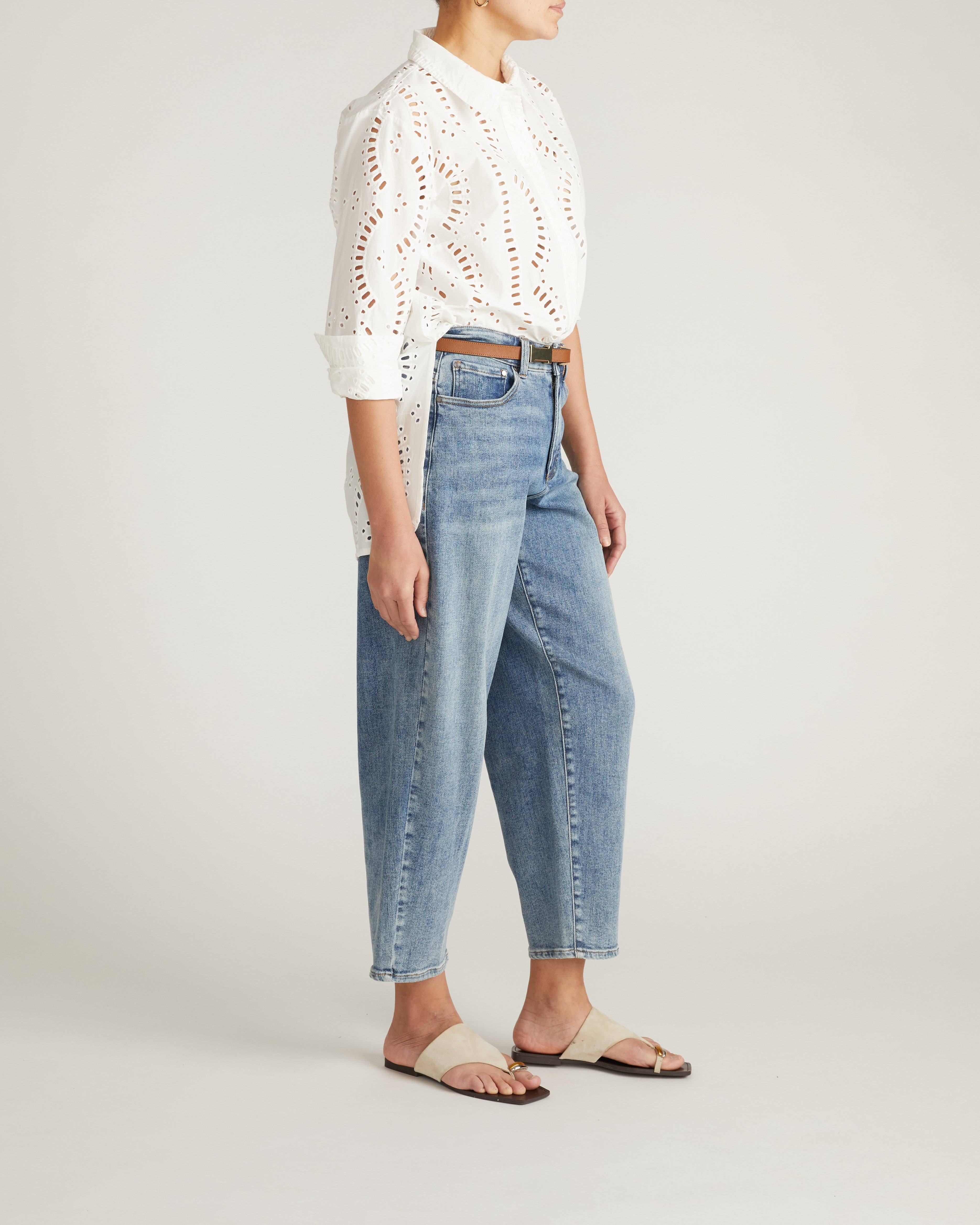 The Embroidered Artist Oversized Poplin Shirt - White