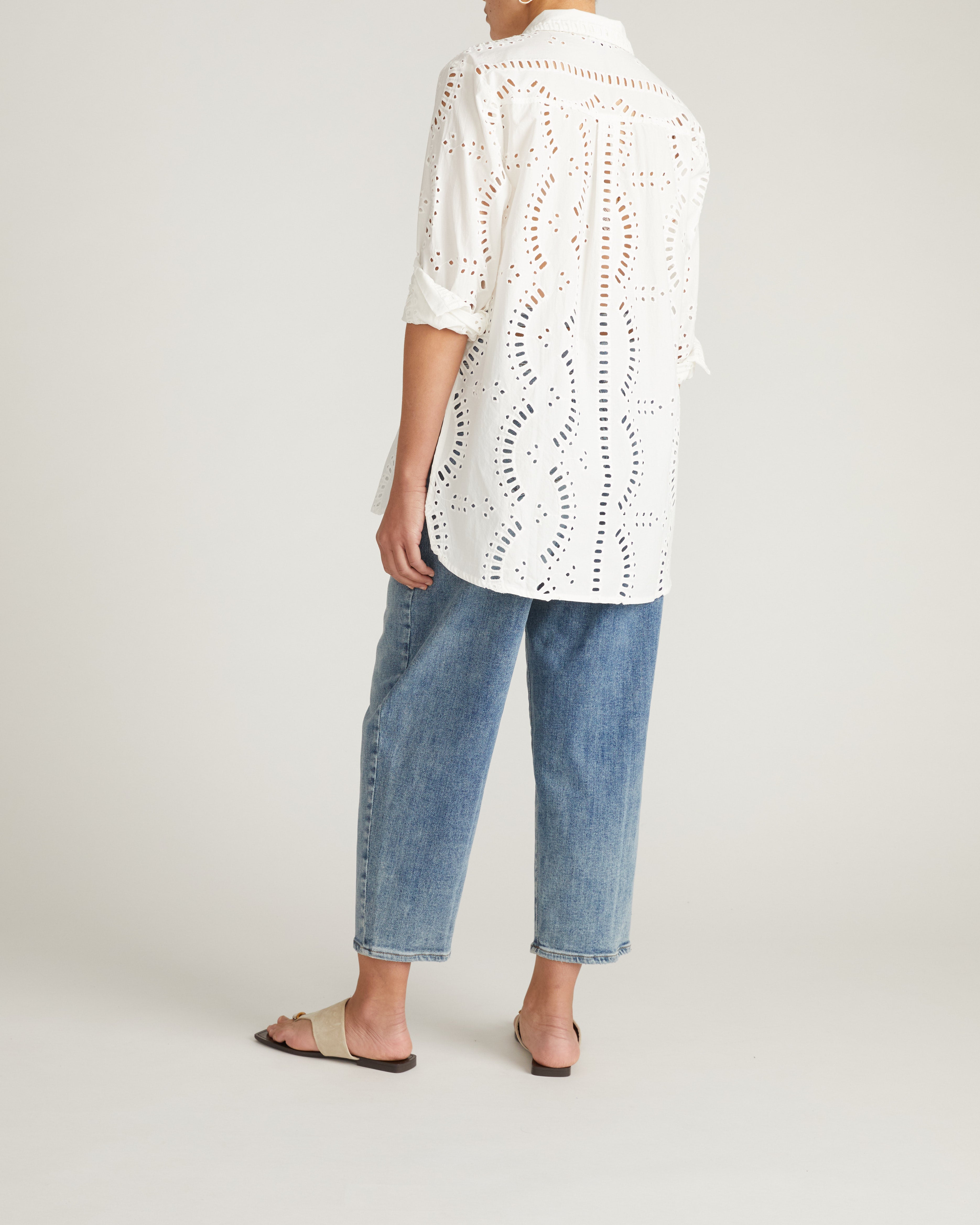 The Embroidered Artist Oversized Poplin Shirt - White