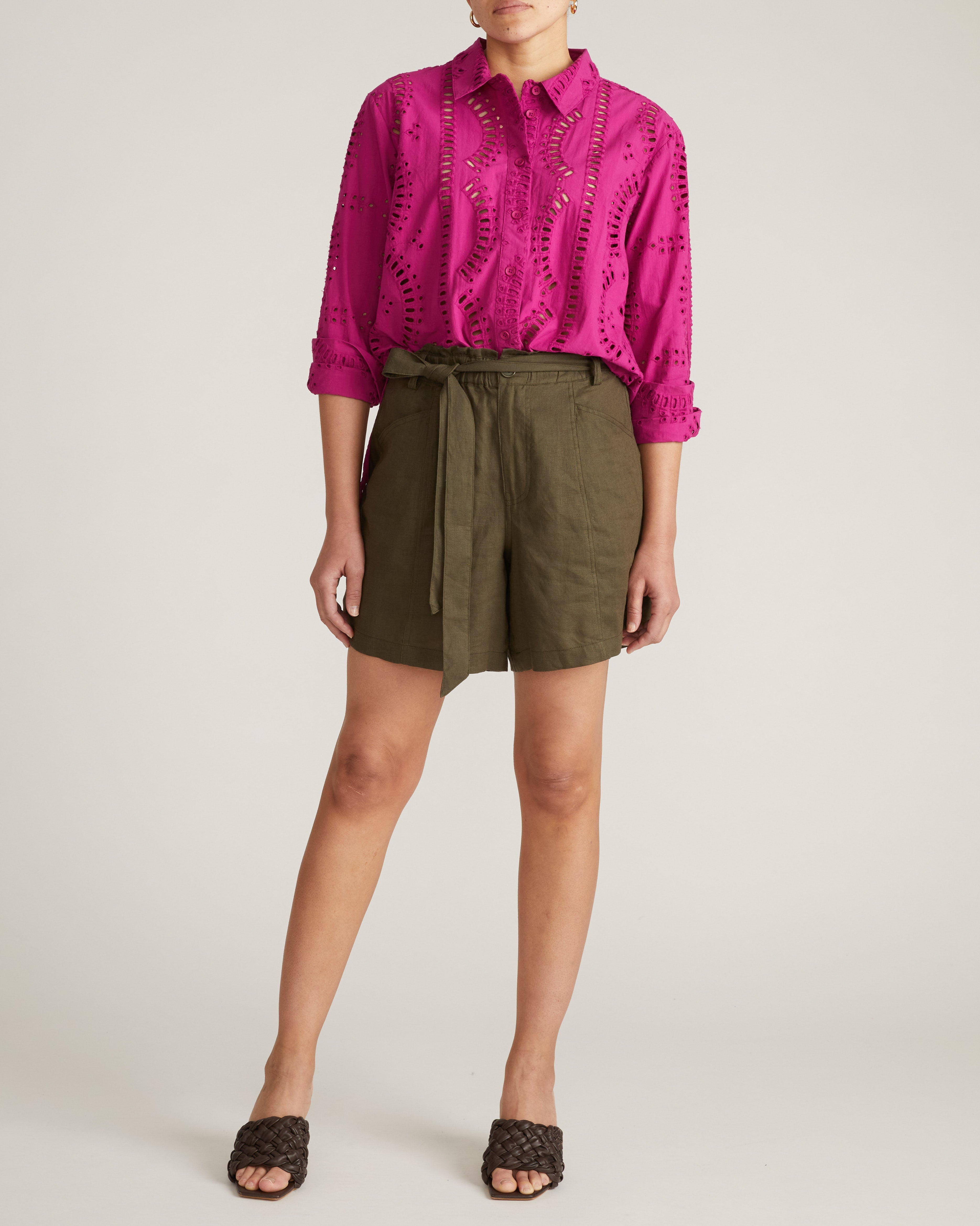 The Embroidered Artist Oversized Poplin Shirt - Hyper Pink