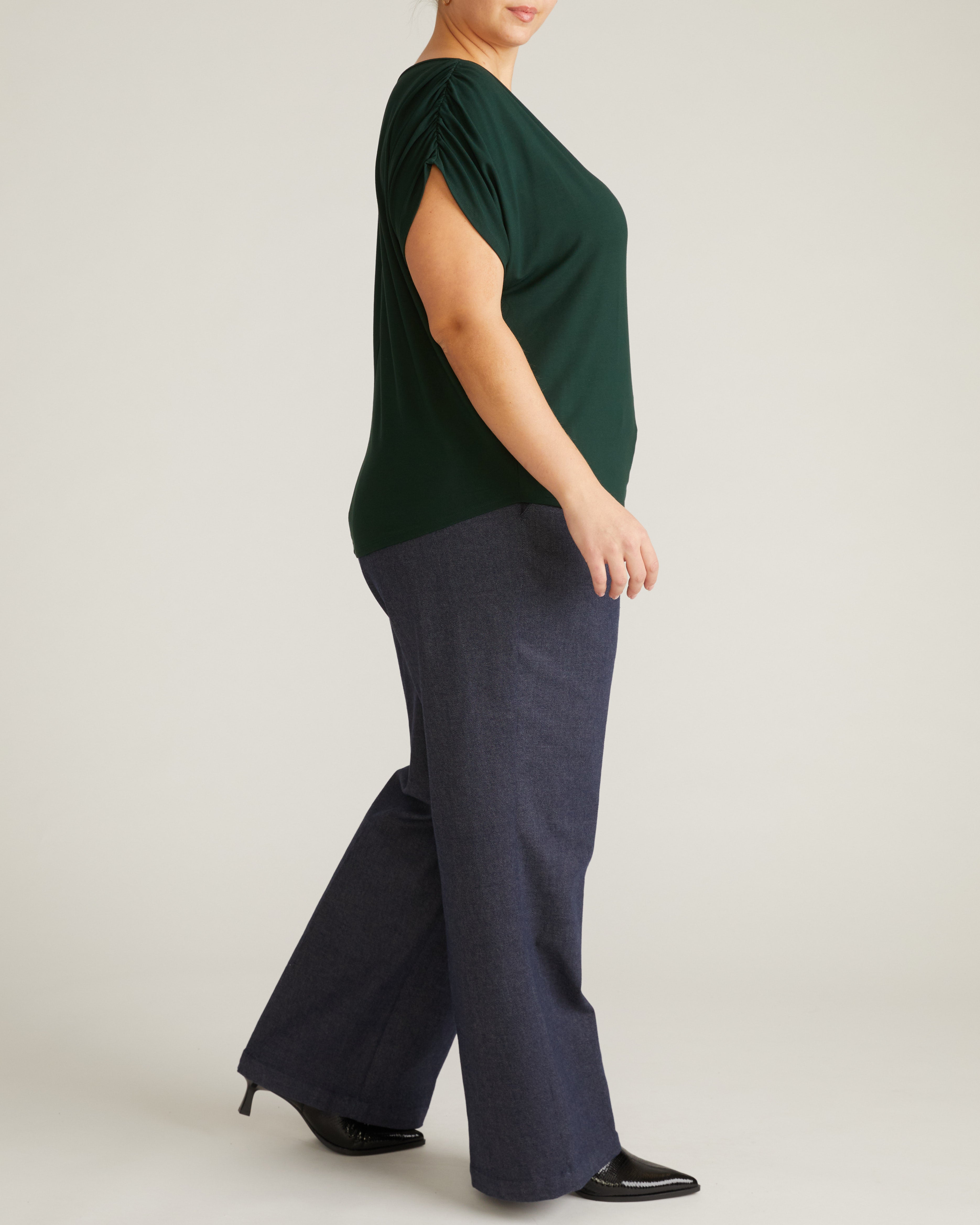 Helena Divine Jersey Gathered Tee - Forest Green