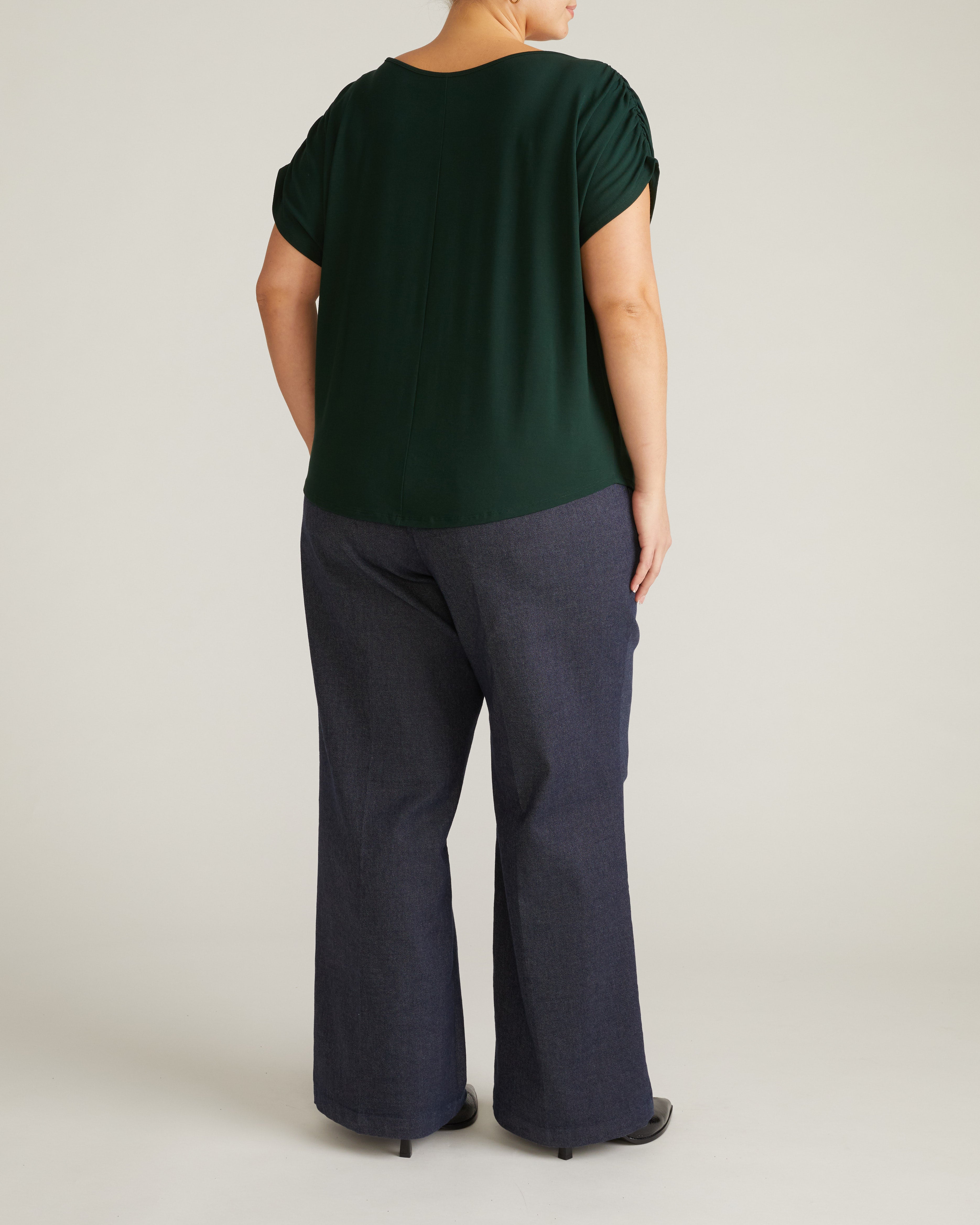 Helena Divine Jersey Gathered Tee - Forest Green
