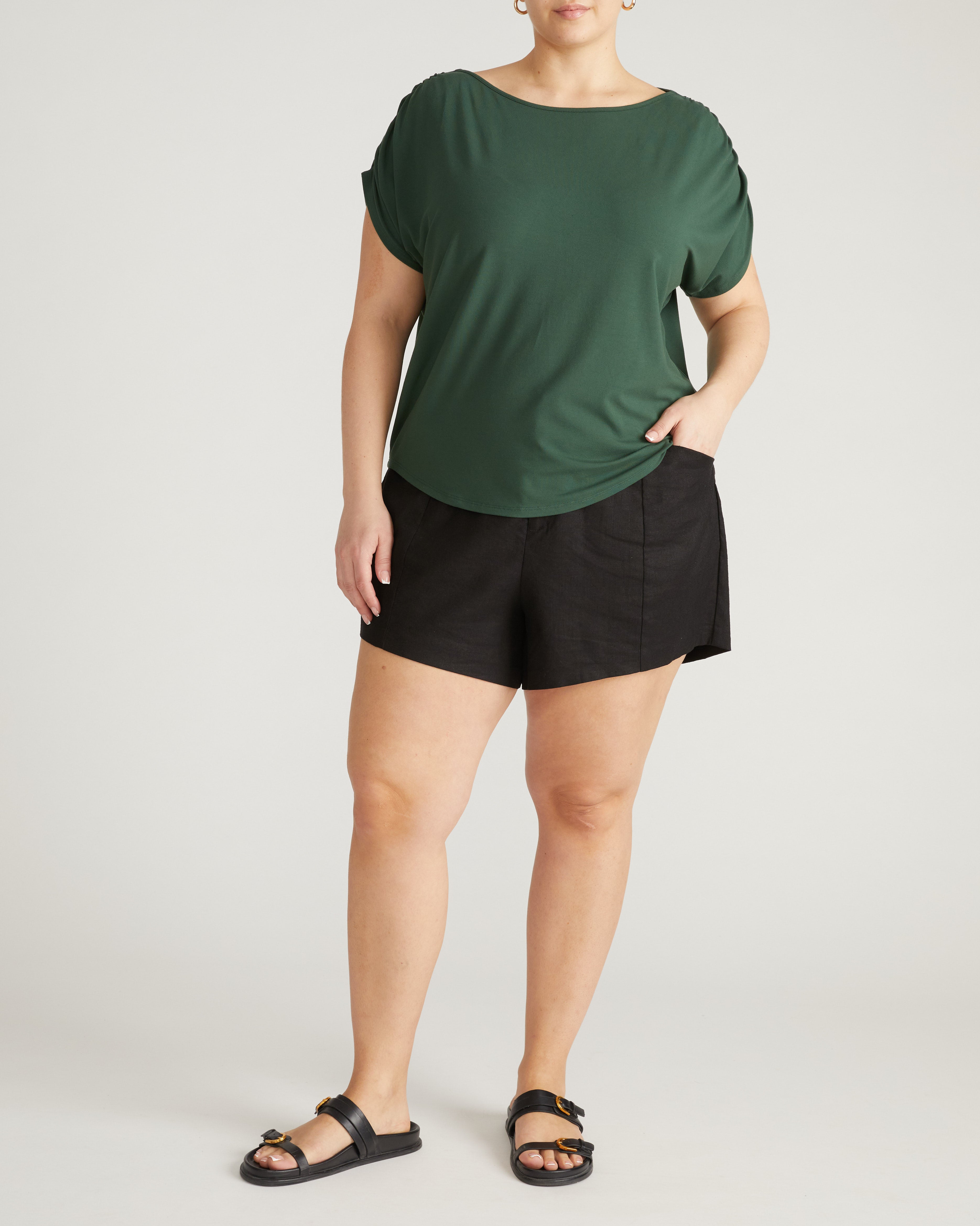 Helena Divine Jersey Gathered Tee - Conifer