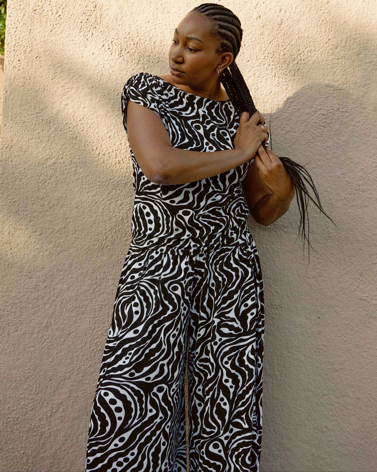 Rey Divine Jersey Pull-On Pants - Black Bosco Print
