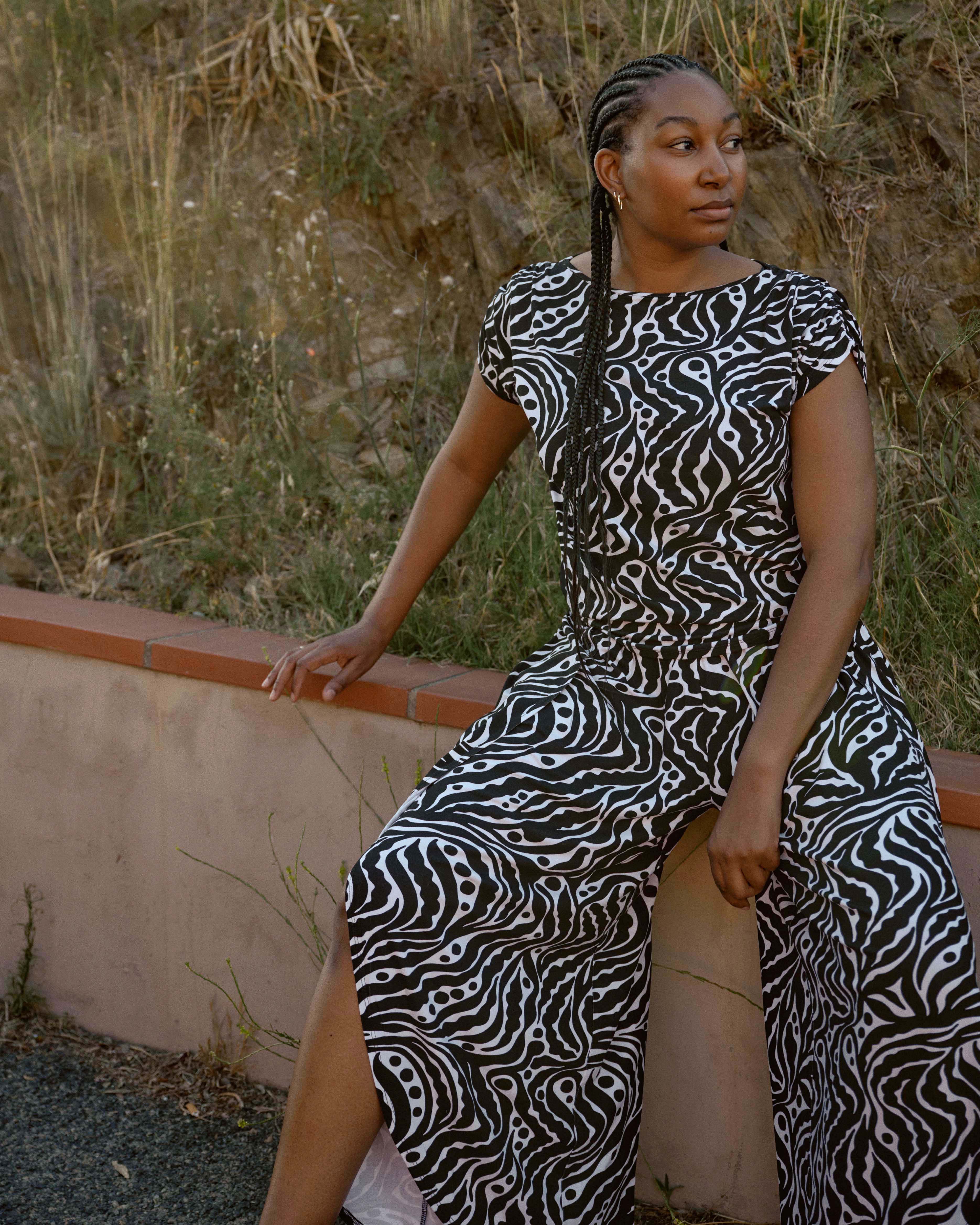 Rey Divine Jersey Pull-On Pants - Black Bosco Print