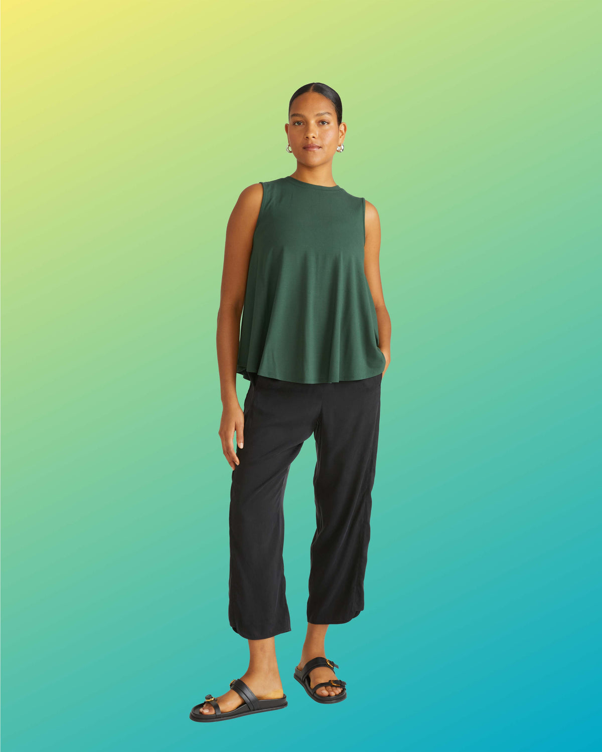 Heatwave Divine Jersey Flared Tank - Conifer