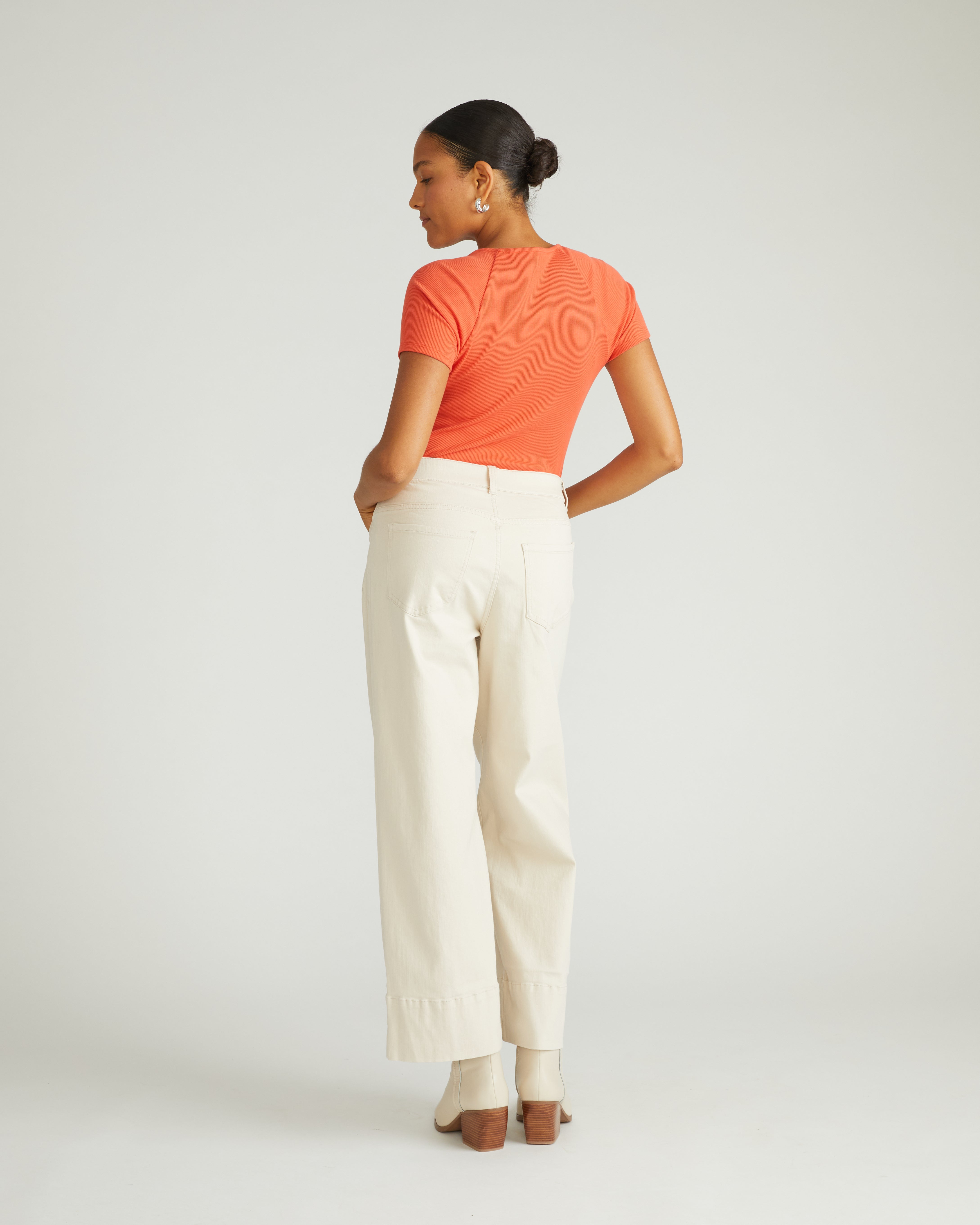 Carey Ribbed Sweetheart Tee - Coral Reef