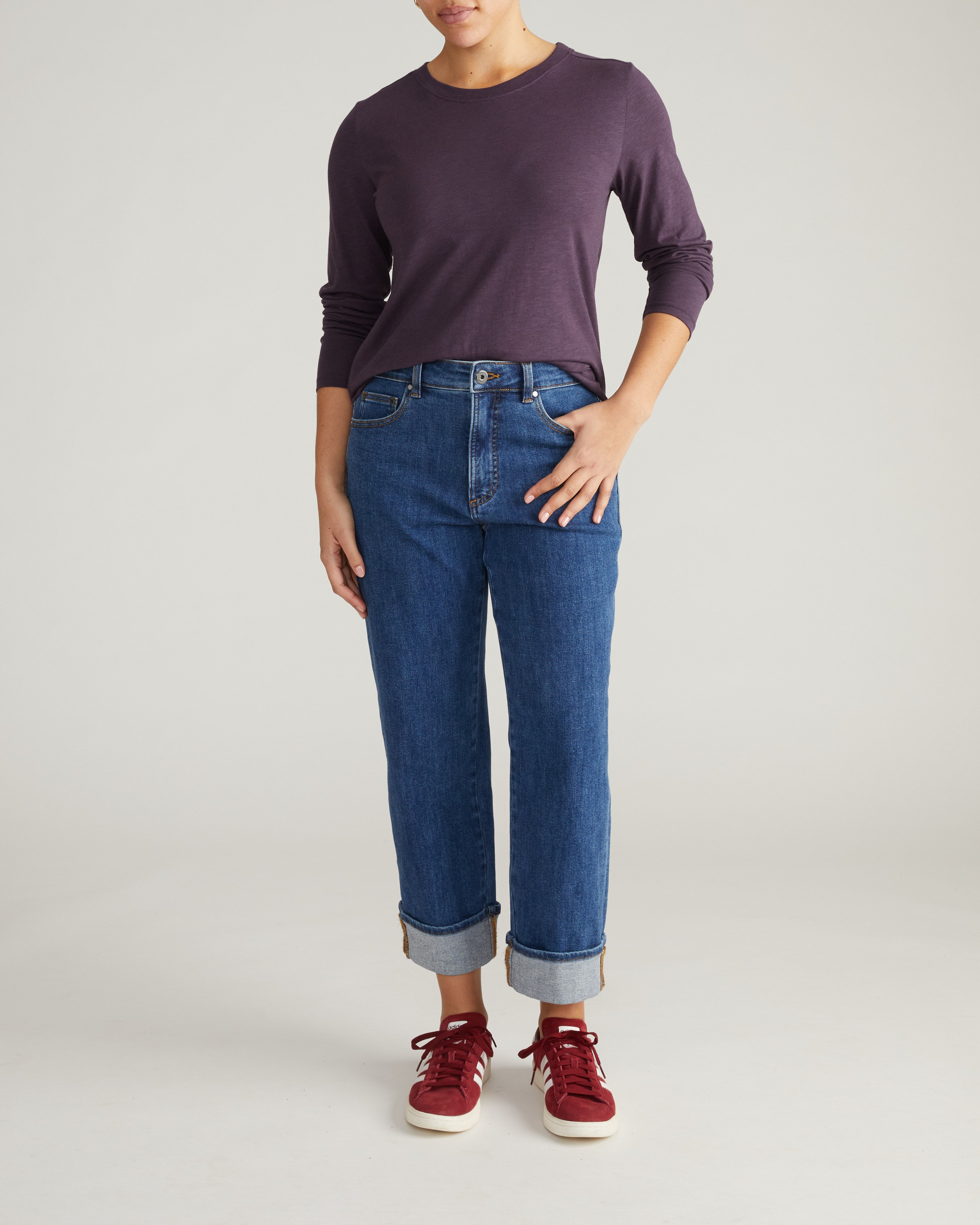 Light-As-Air Long Sleeve Crew Neck Tee - Purple Jewel