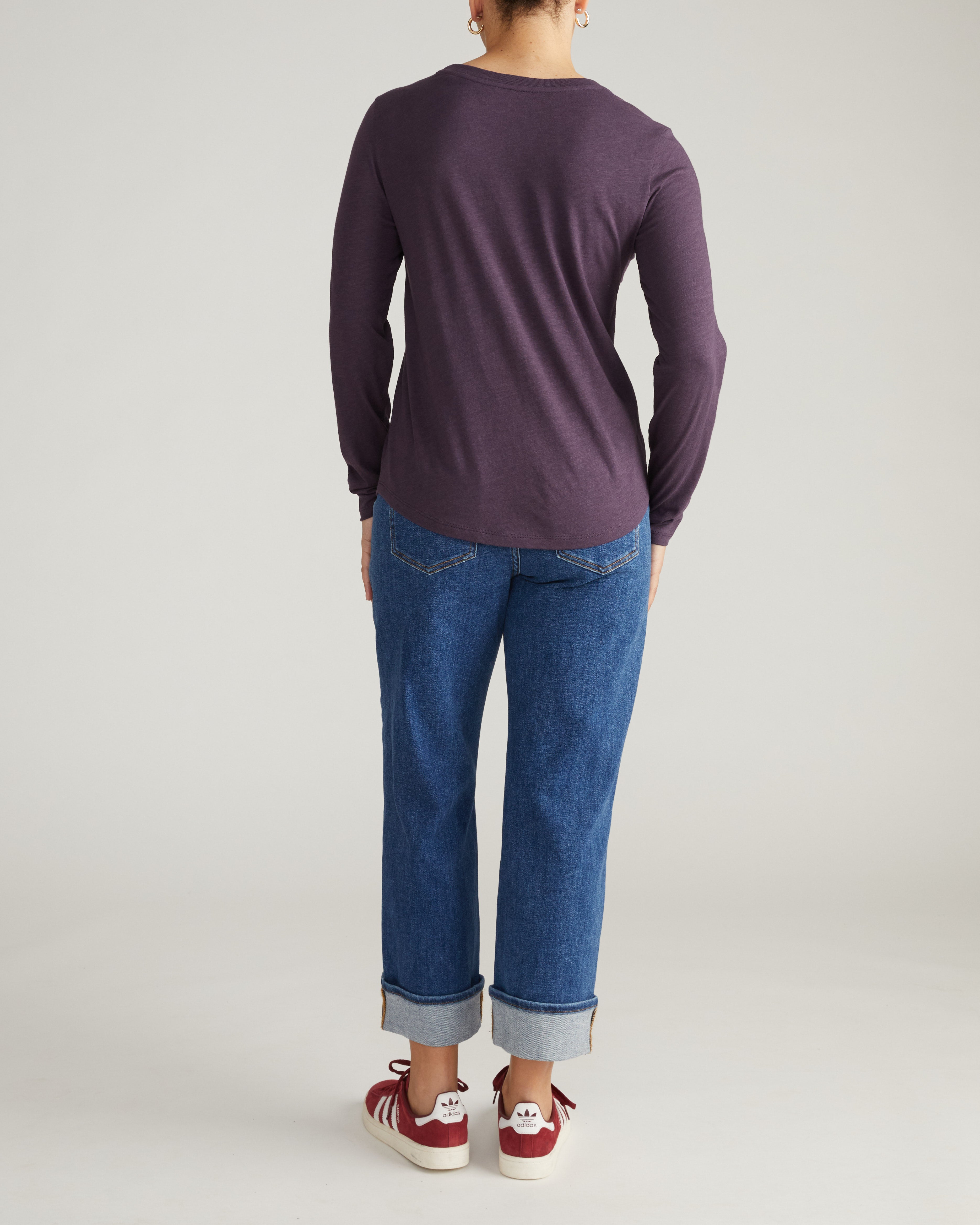 Light-As-Air Long Sleeve Crew Neck Tee - Purple Jewel