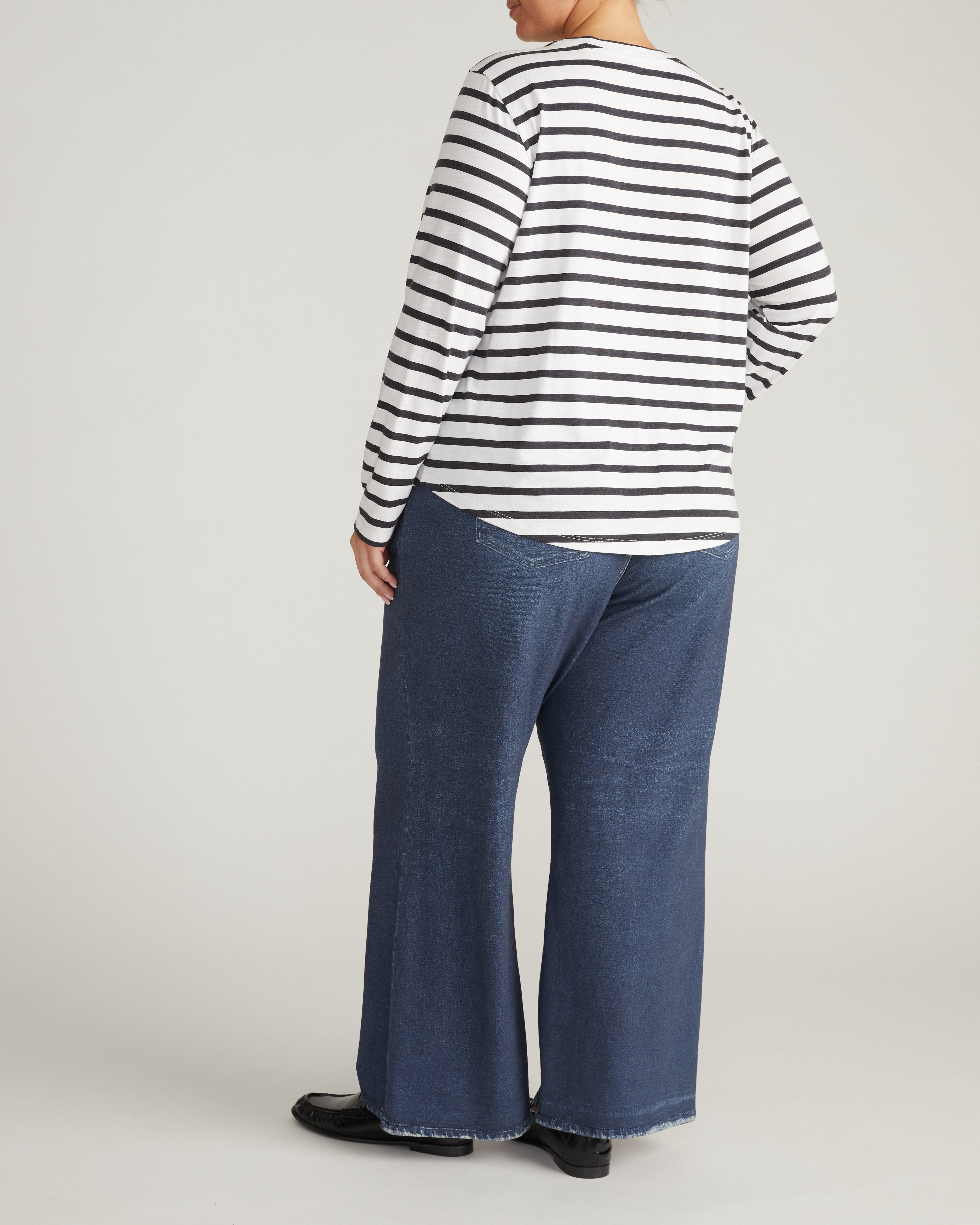 Light-As-Air Long Sleeve Crew Neck Tee - Zen Stripe